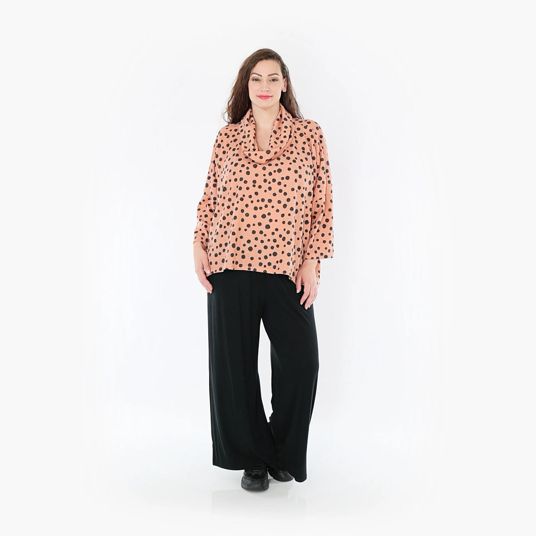  AKH Fashion Bigshirt in kastiger Form, aus Materialmix, 1382.03018, Altrosa-Anthrazit