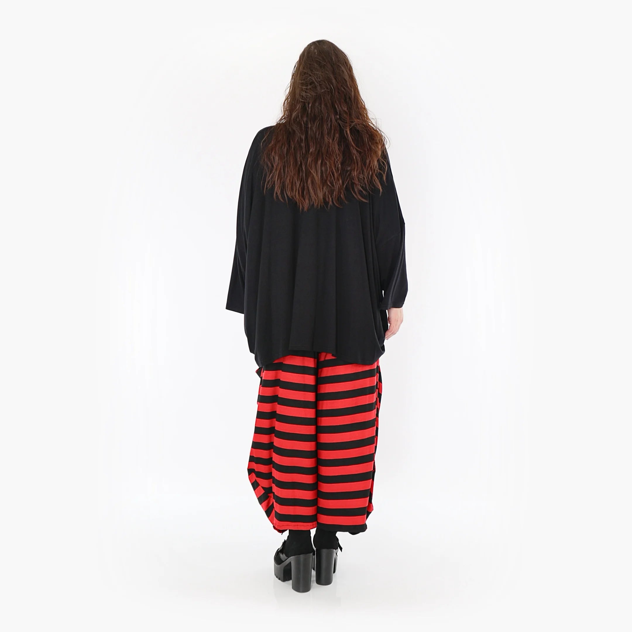  Ballonhose von AKH Fashion aus Viskose, 1383.08069, Schwarz-Rot, Blockstreifen, Schick