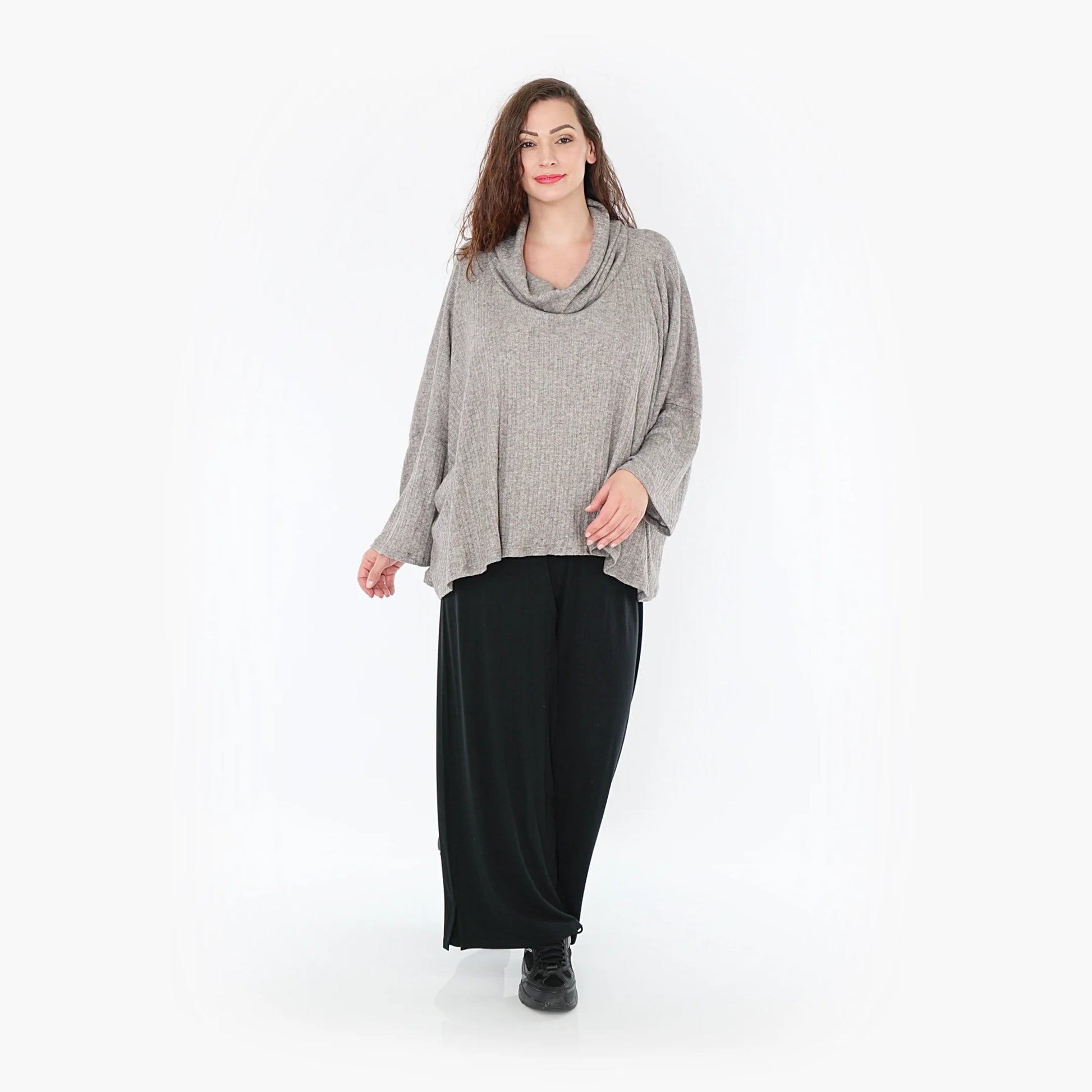  Stylisches Feinstrick-Oberteil mit Rollkragen und lässigem Lagenlook für Plus Size Fashion