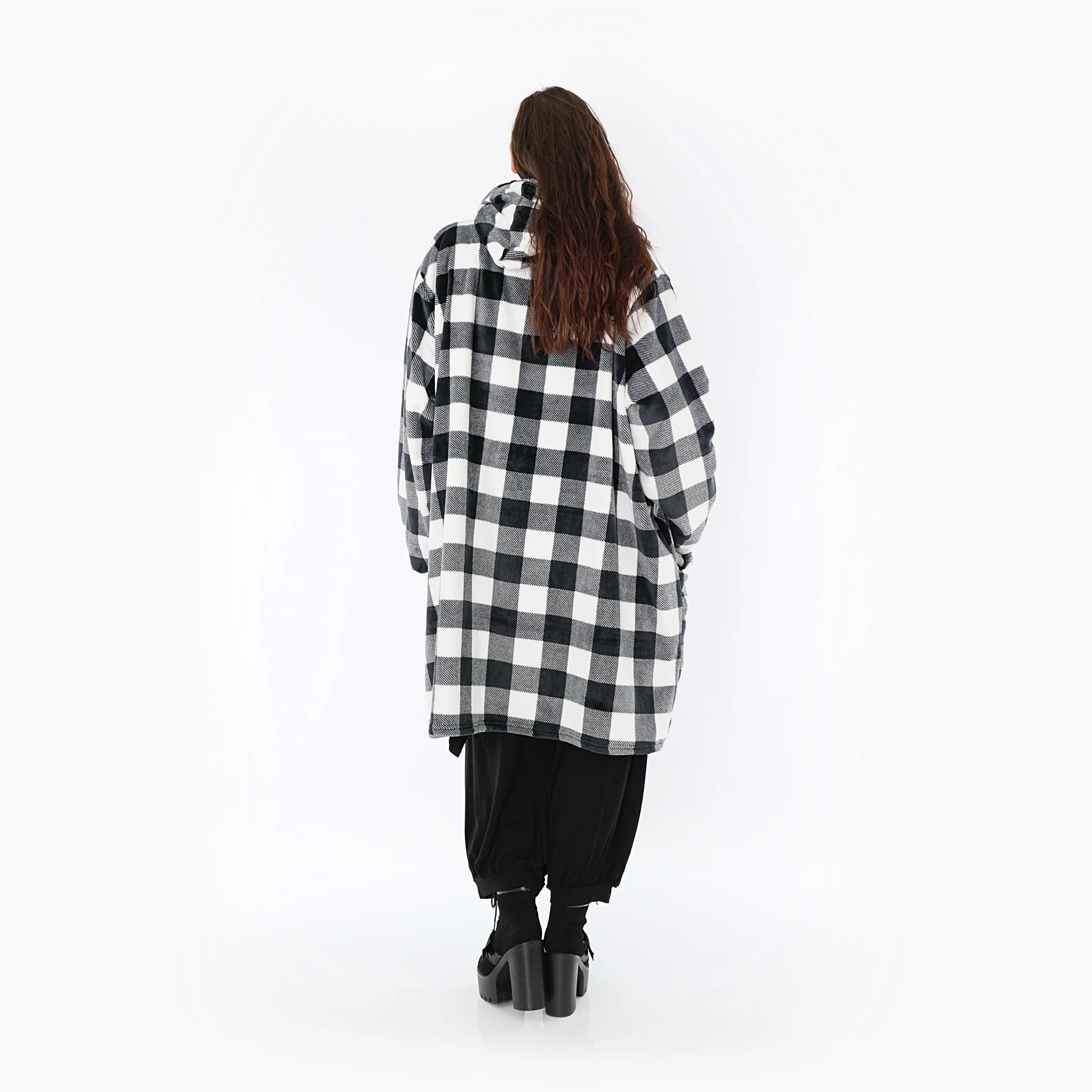  Ballonmantel von AKH Fashion aus Polyester, 1385.06660, Schwarz-Weiss, Kariert, Schick