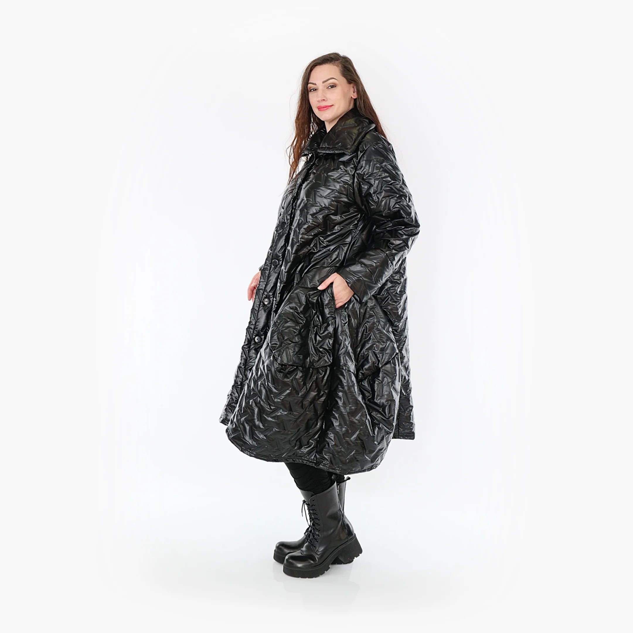  Ballonmantel von AKH Fashion aus Polyester, 1387.03023, Schwarz, Grafik, Schick, Modern