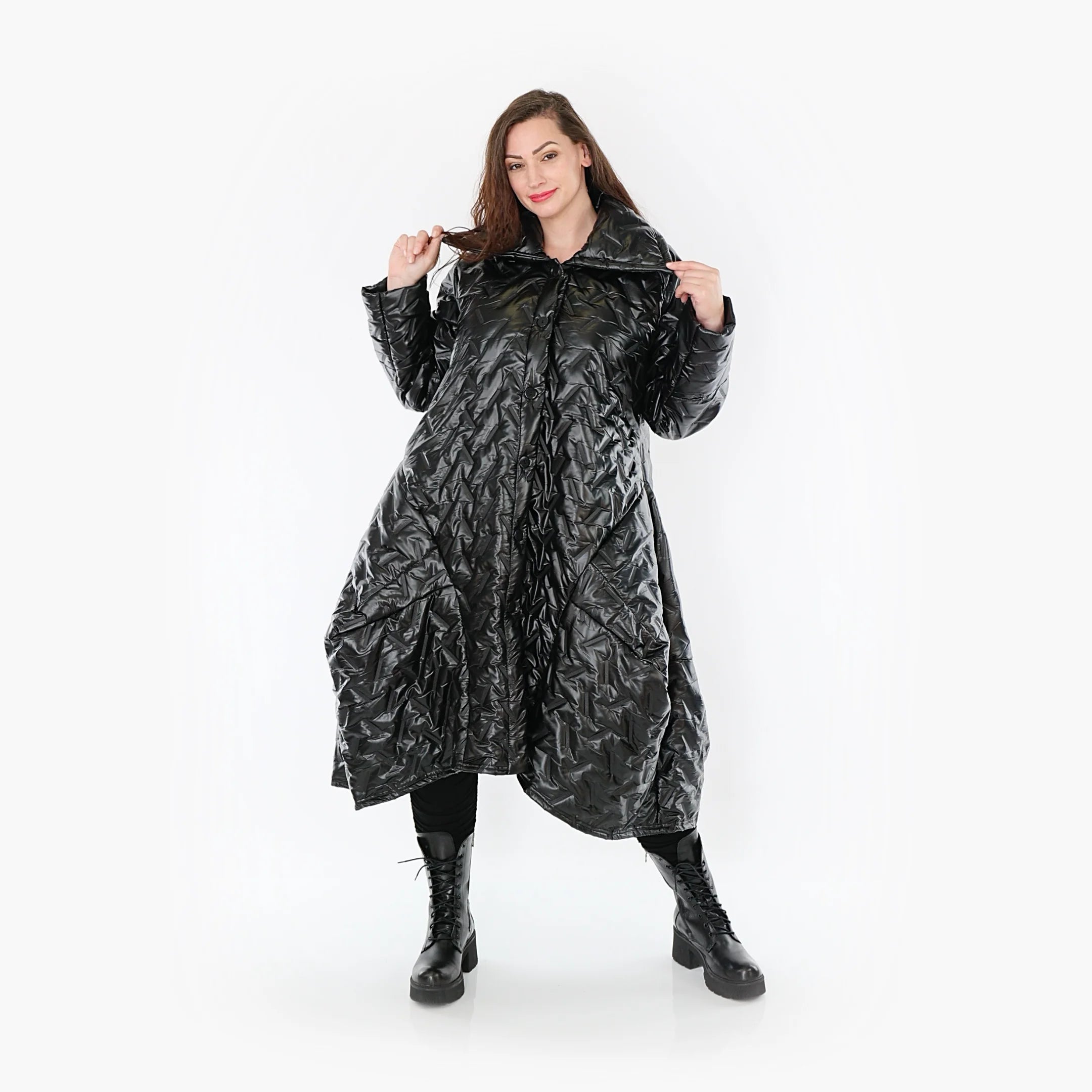  Ballonmantel von AKH Fashion aus Polyester, 1387.03023, Schwarz, Grafik, Schick, Modern