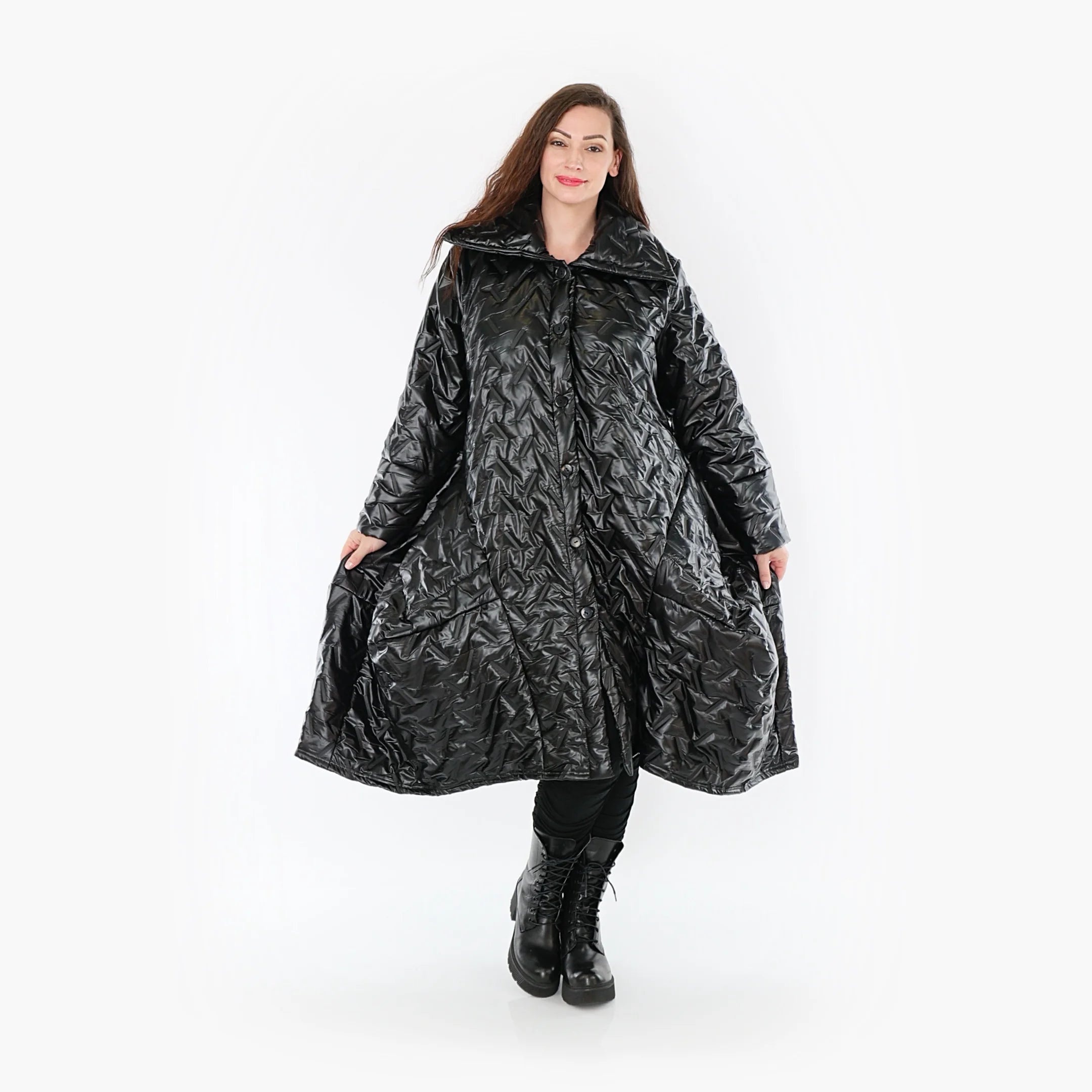  Ballonmantel von AKH Fashion aus Polyester, 1387.03023, Schwarz, Grafik, Schick, Modern