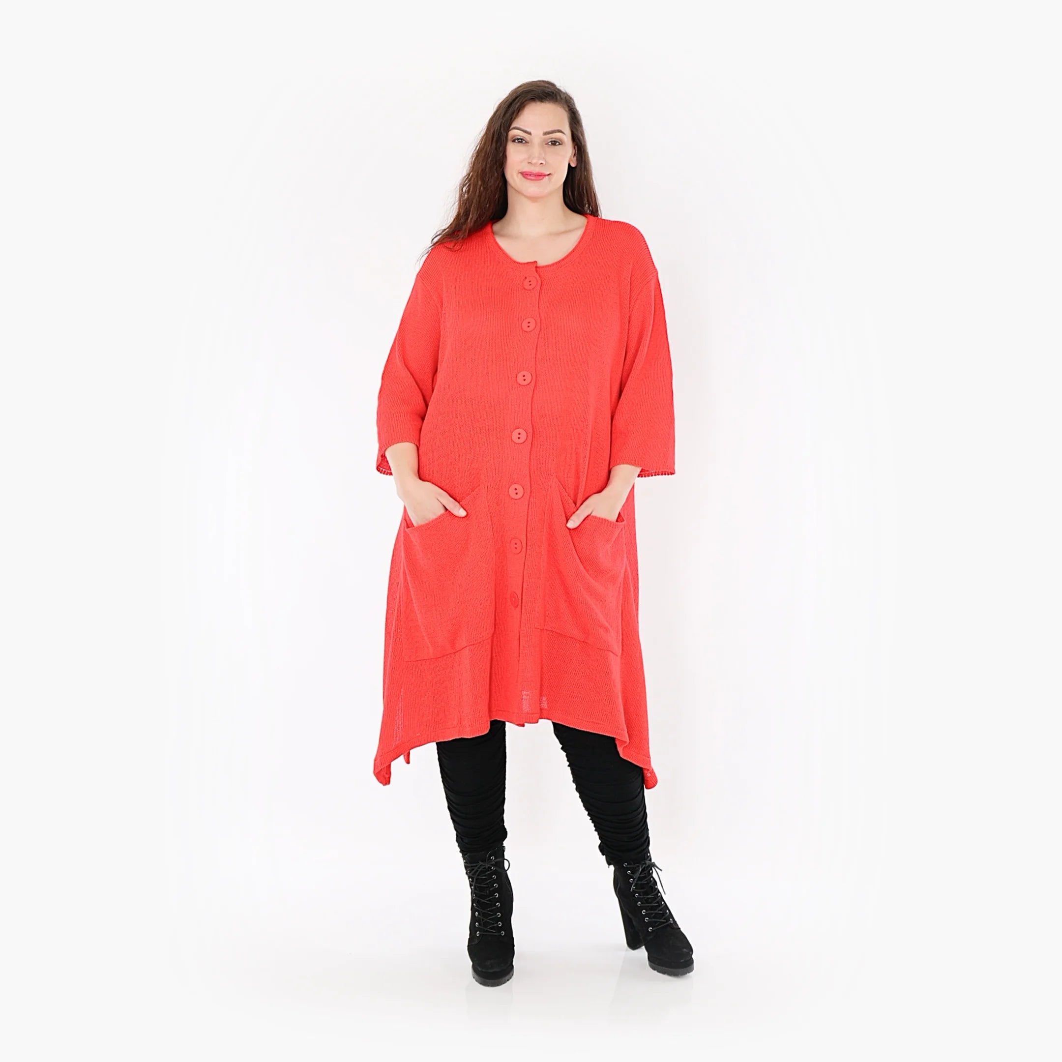  A-Form Mantel von AKH Fashion aus Baumwolle, 1388.01020, Rot, Schick, Modern, Bequem