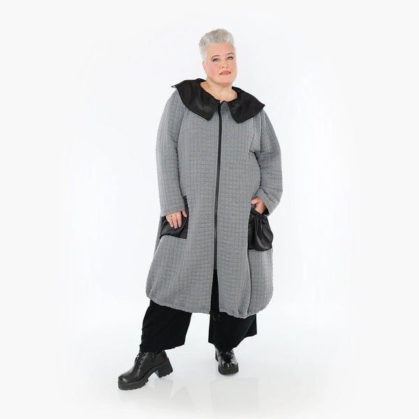  A-Form Mantel von AKH Fashion aus Materialmix, 1393.07004, Grau-Schwarz, Schick, Modern