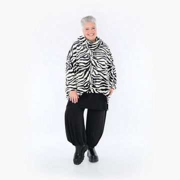  AKH Fashion Bigshirt in kastiger Form, aus Polyester, 1401.03019, Ecru-Schwarz, Zebra