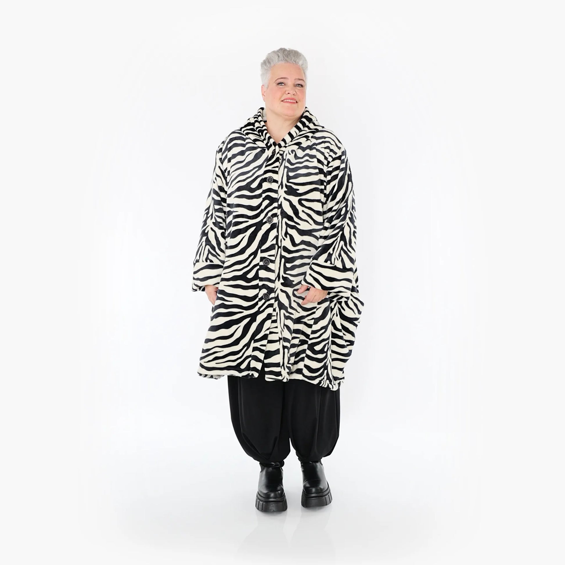  Ballonjacke von AKH Fashion aus Polyester, 1401.06660, Ecru-Schwarz, Zebra, Schick