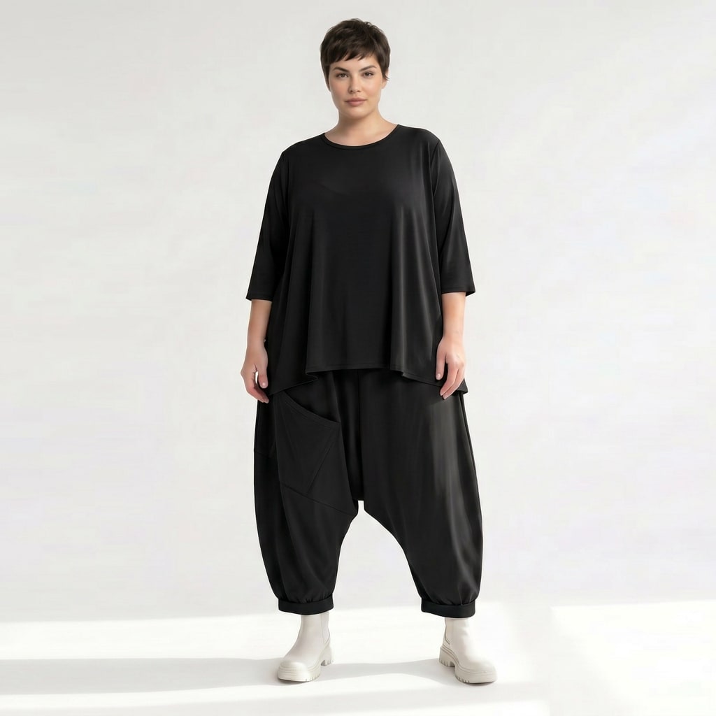 Oversize Damen Shirt, AKH Fashion, Materialmix, Glocken-Form, Lagenlook Mode, große Größen - SEELENlook
