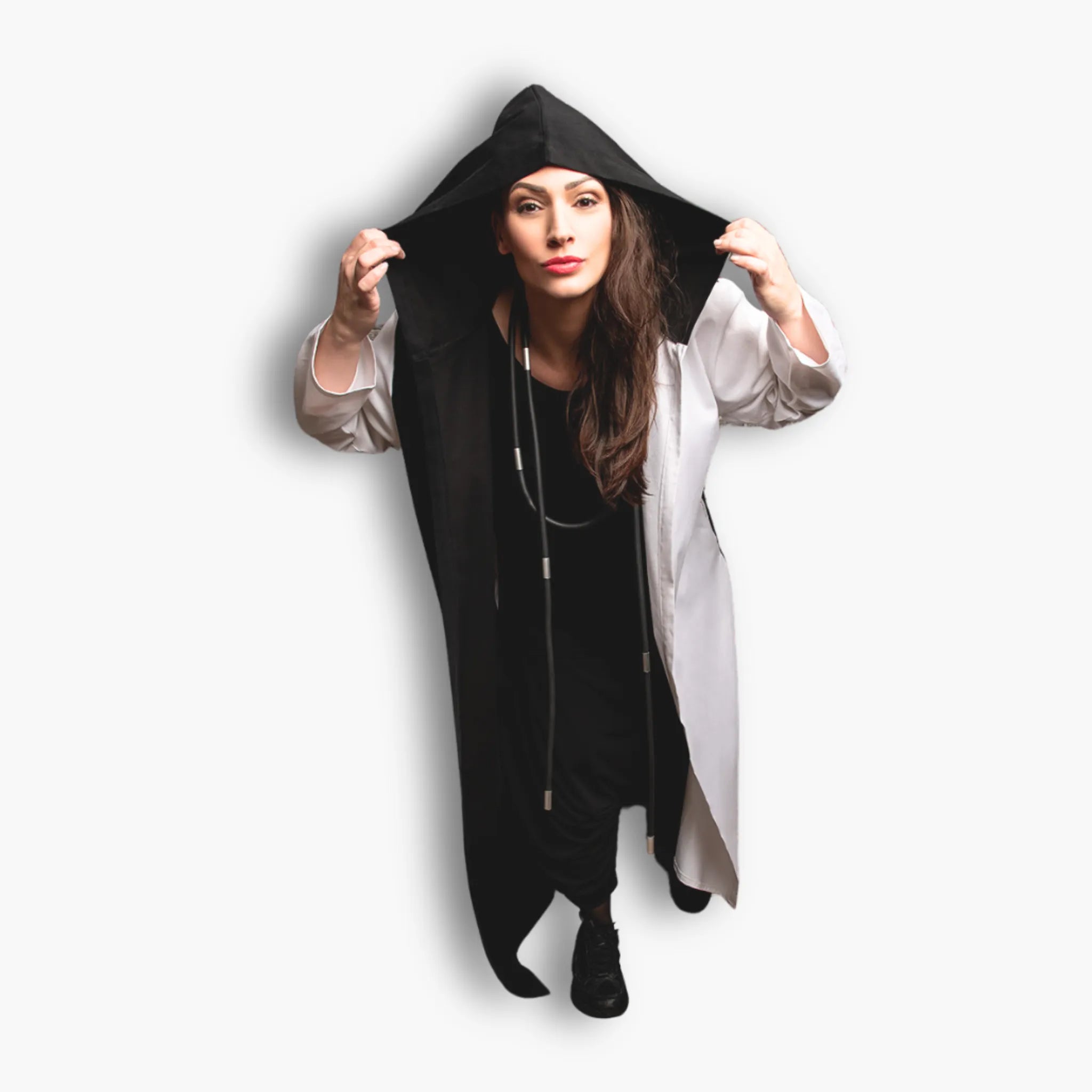  AKH Fashion Mantel in gerader Form, aus Baumwolle, 1432.07031, Weiß/Schwarz, Schick