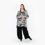  A-Form Jacke von AKH Fashion aus Rayon, 1486.06070, Weiß/Schwarz, Zebra, Ausgefallen
