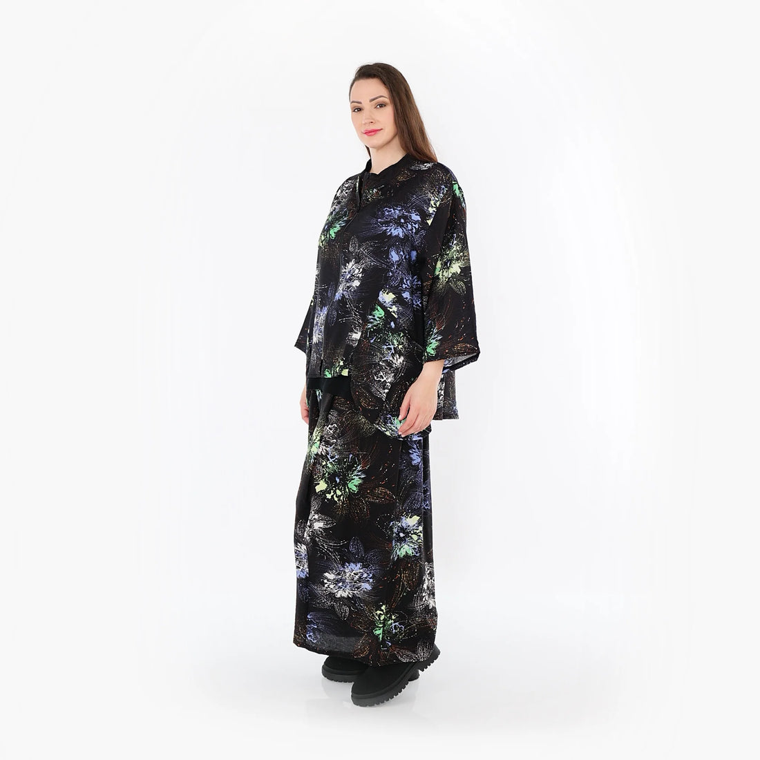  Palazzo Hose von AKH Fashion aus Viskose, 1491.07089, Schwarz/Blau/Multi, Blumen, Schick