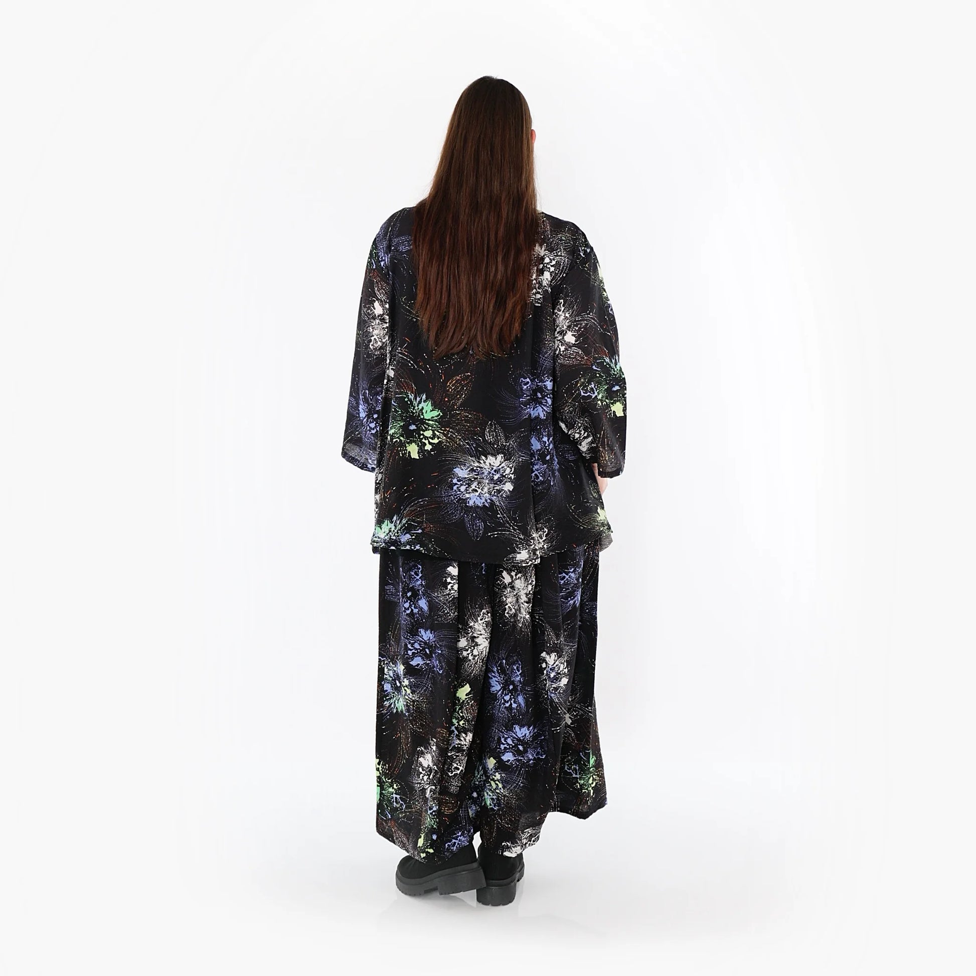  Palazzo Hose von AKH Fashion aus Viskose, 1491.07089, Schwarz/Blau/Multi, Blumen, Schick