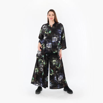  Palazzo Hose von AKH Fashion aus Viskose, 1491.07089, Schwarz/Blau/Multi, Blumen, Schick