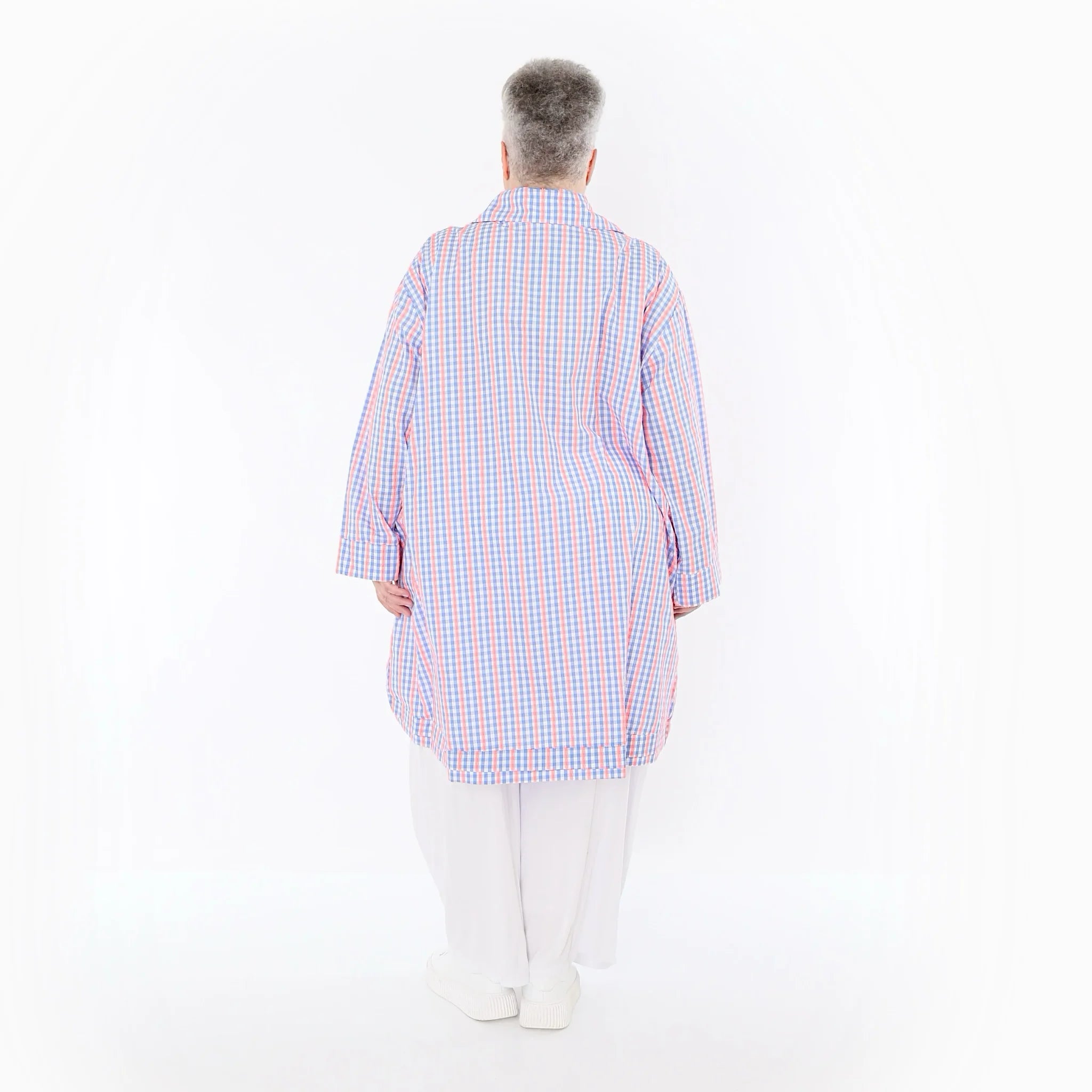  A-Form Bluse von AKH Fashion aus Baumwolle, 1505.07010, Blau/Weiß/Pink, Vichy-Karo, Schick