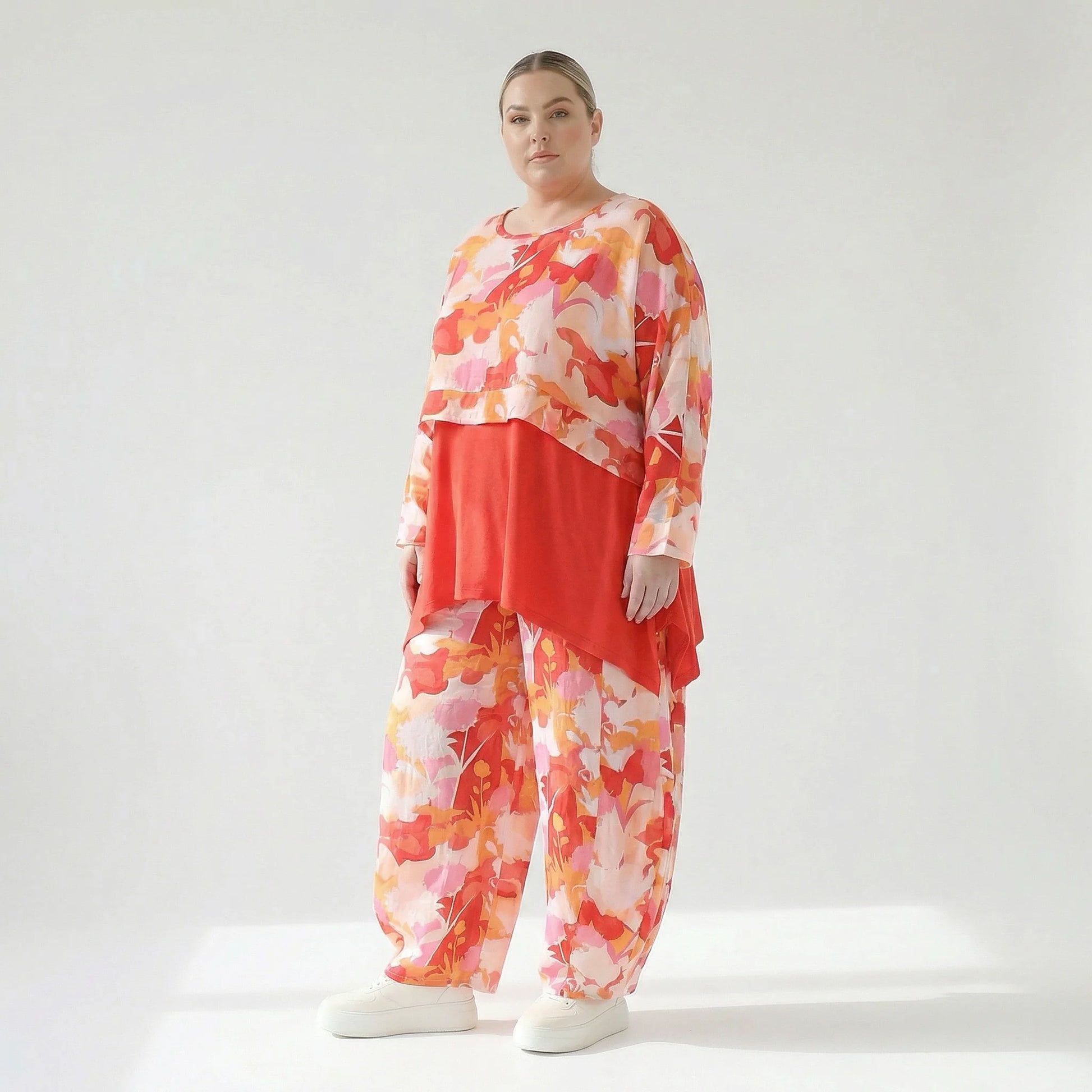  Ballonhose von AKH Fashion aus Viskose, 1506.08069, Orange/Multicolor, Blumen, Schick