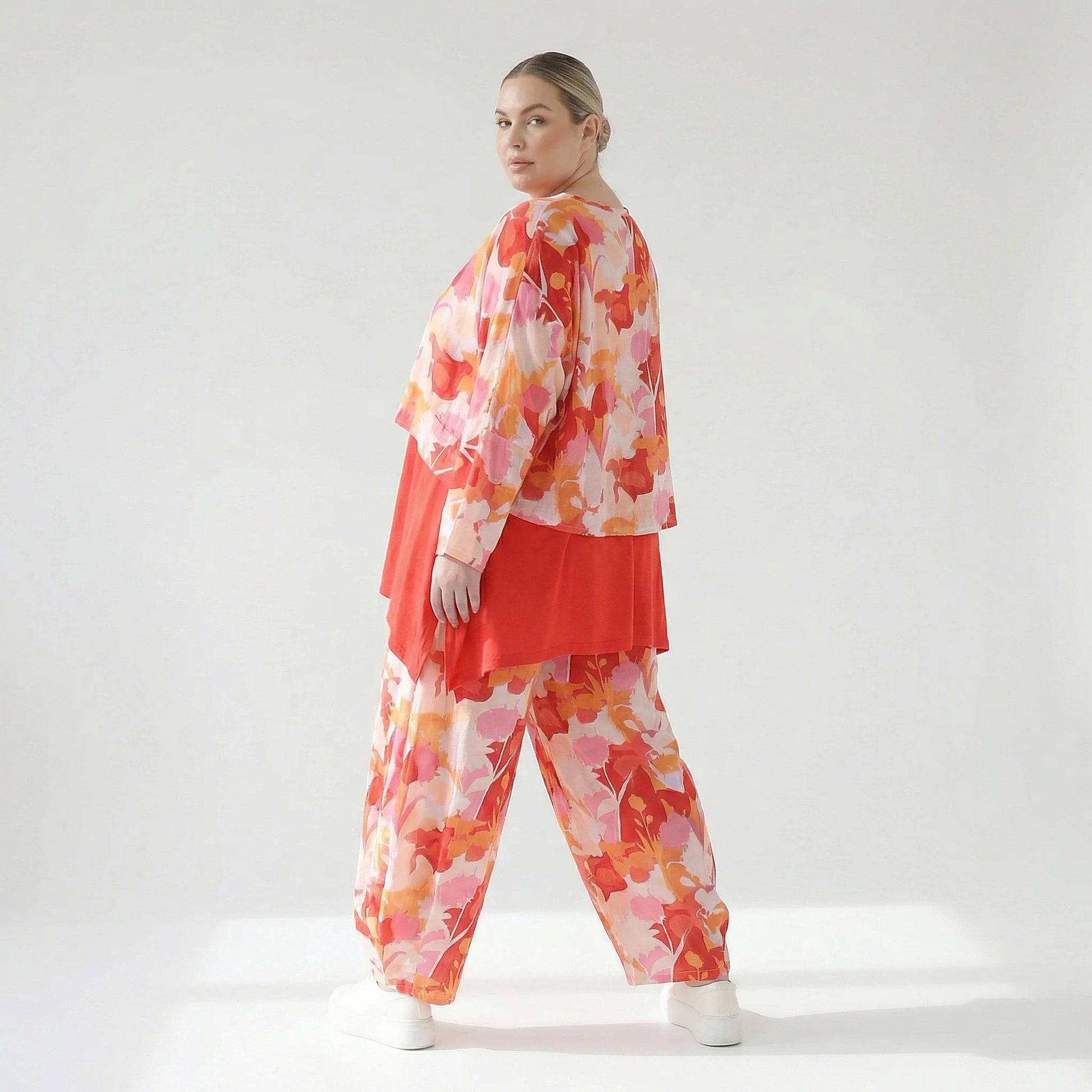  Ballonhose von AKH Fashion aus Viskose, 1506.08069, Orange/Multicolor, Blumen, Schick