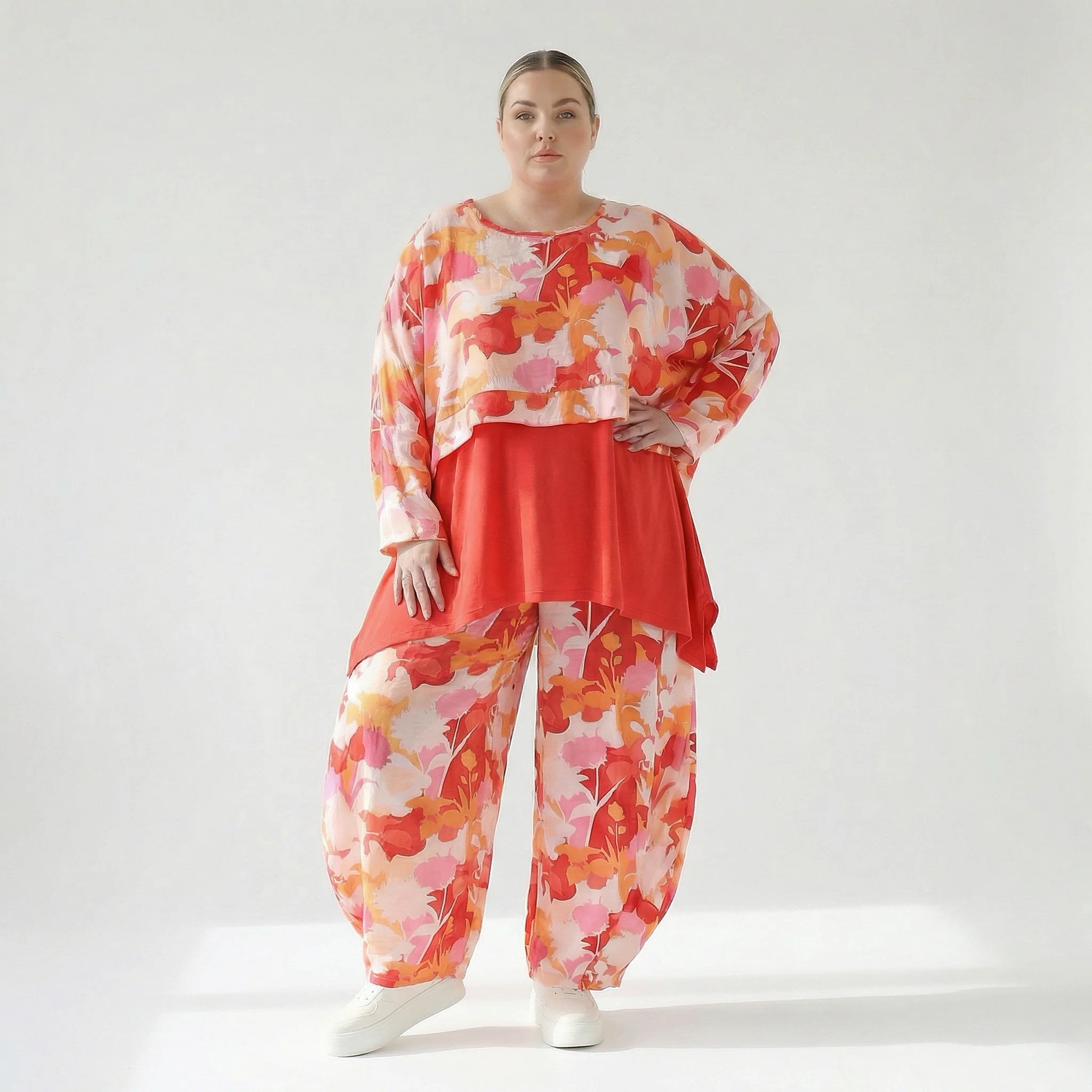  Ballonhose von AKH Fashion aus Viskose, 1506.08069, Orange/Multicolor, Blumen, Schick