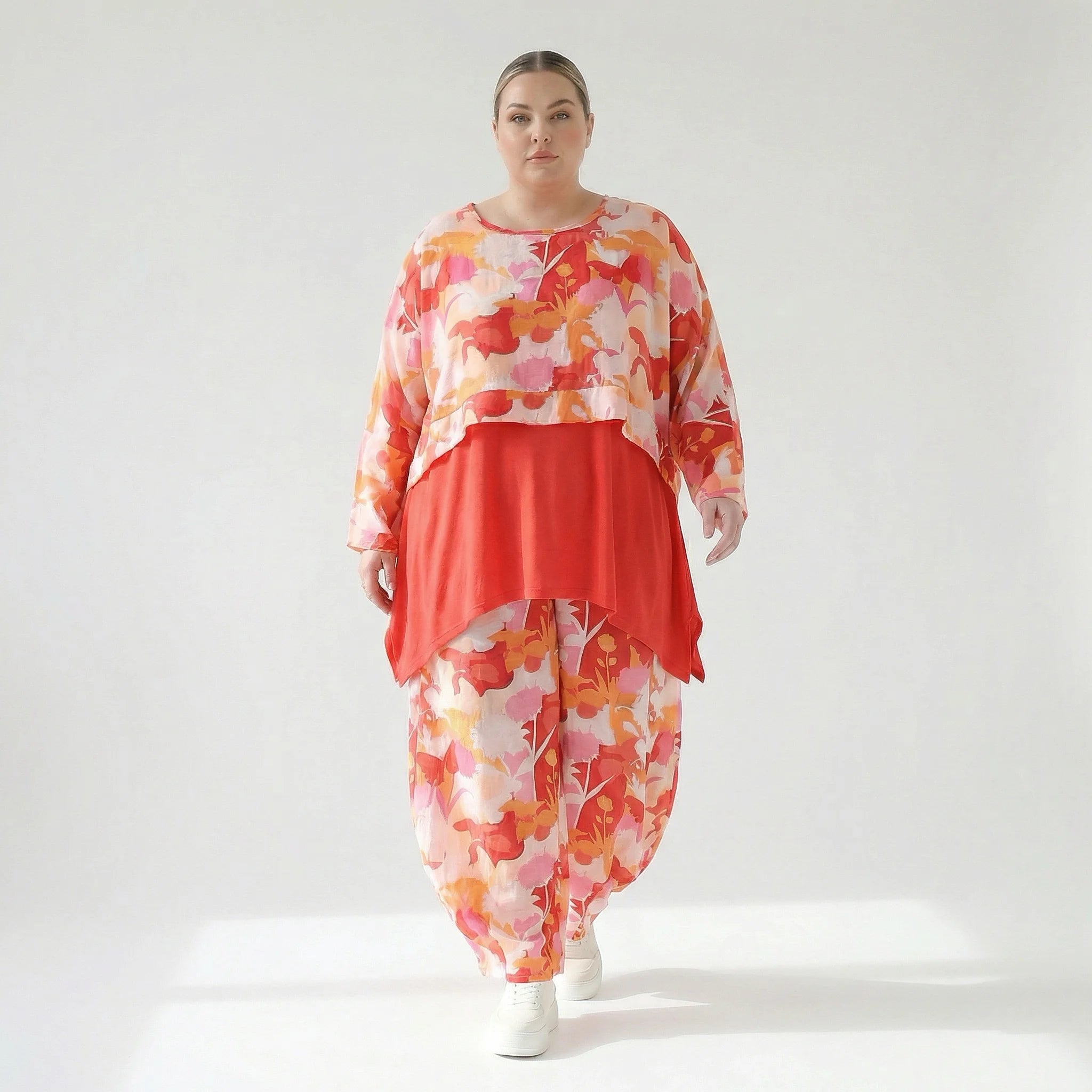  Ballonhose von AKH Fashion aus Viskose, 1506.08069, Orange/Multicolor, Blumen, Schick