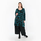 A-Form Bigshirt von AKH Fashion aus Viskose, 1519.07126, Petrol/Schwarz, Pinselstrich, Schick