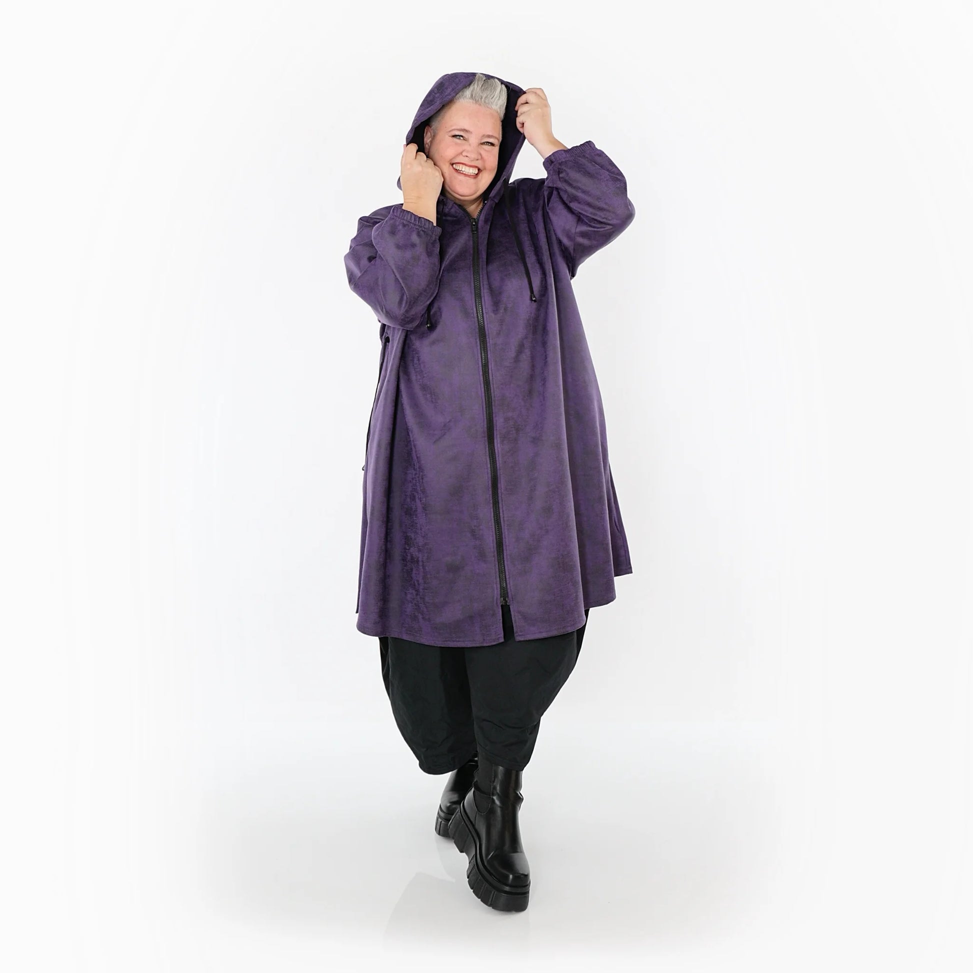 AKH Fashion Mantel in gerader Form, aus Polyester, 1520.07102, Violett, Ausgefallen