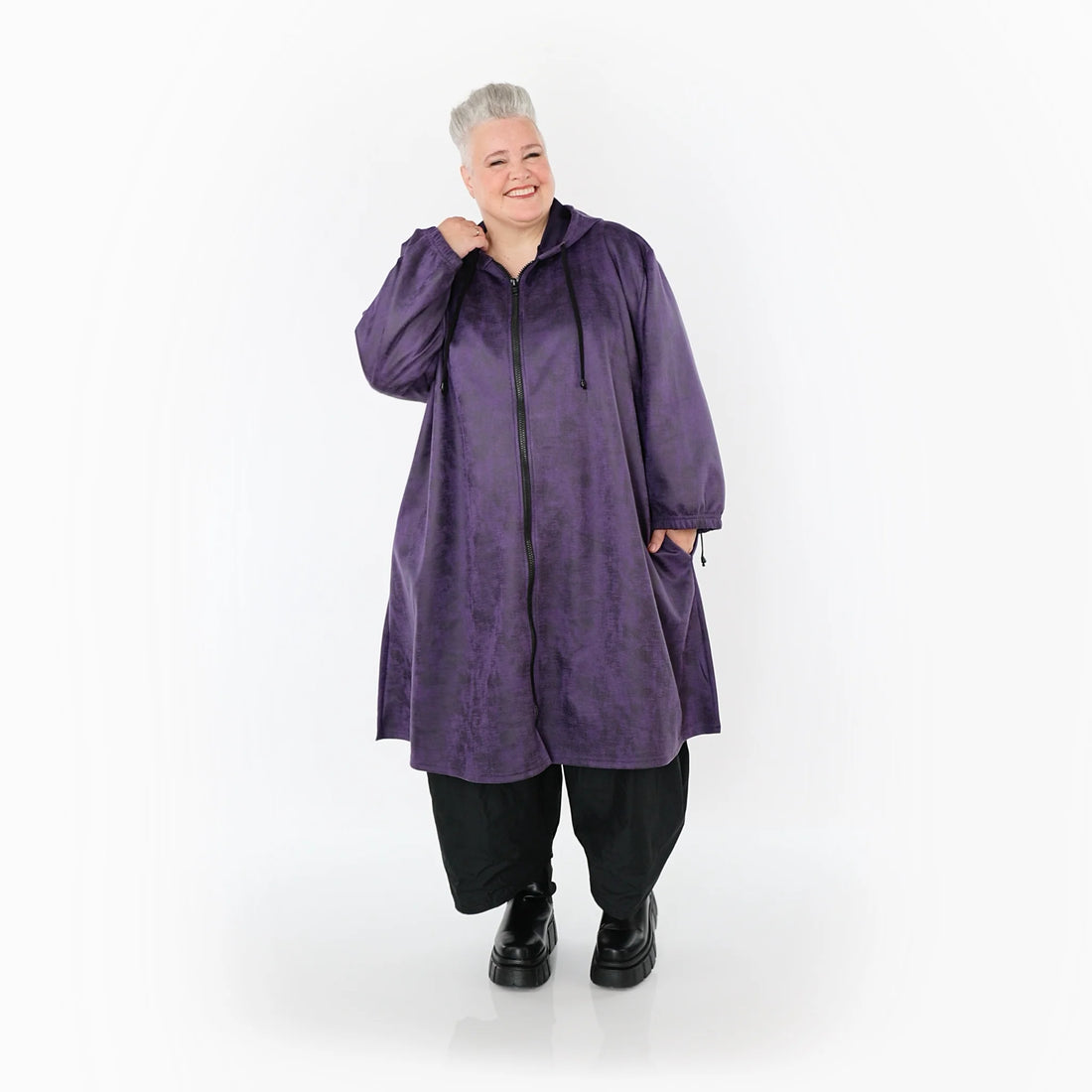  AKH Fashion Mantel in gerader Form, aus Polyester, 1520.07102, Violett, Ausgefallen