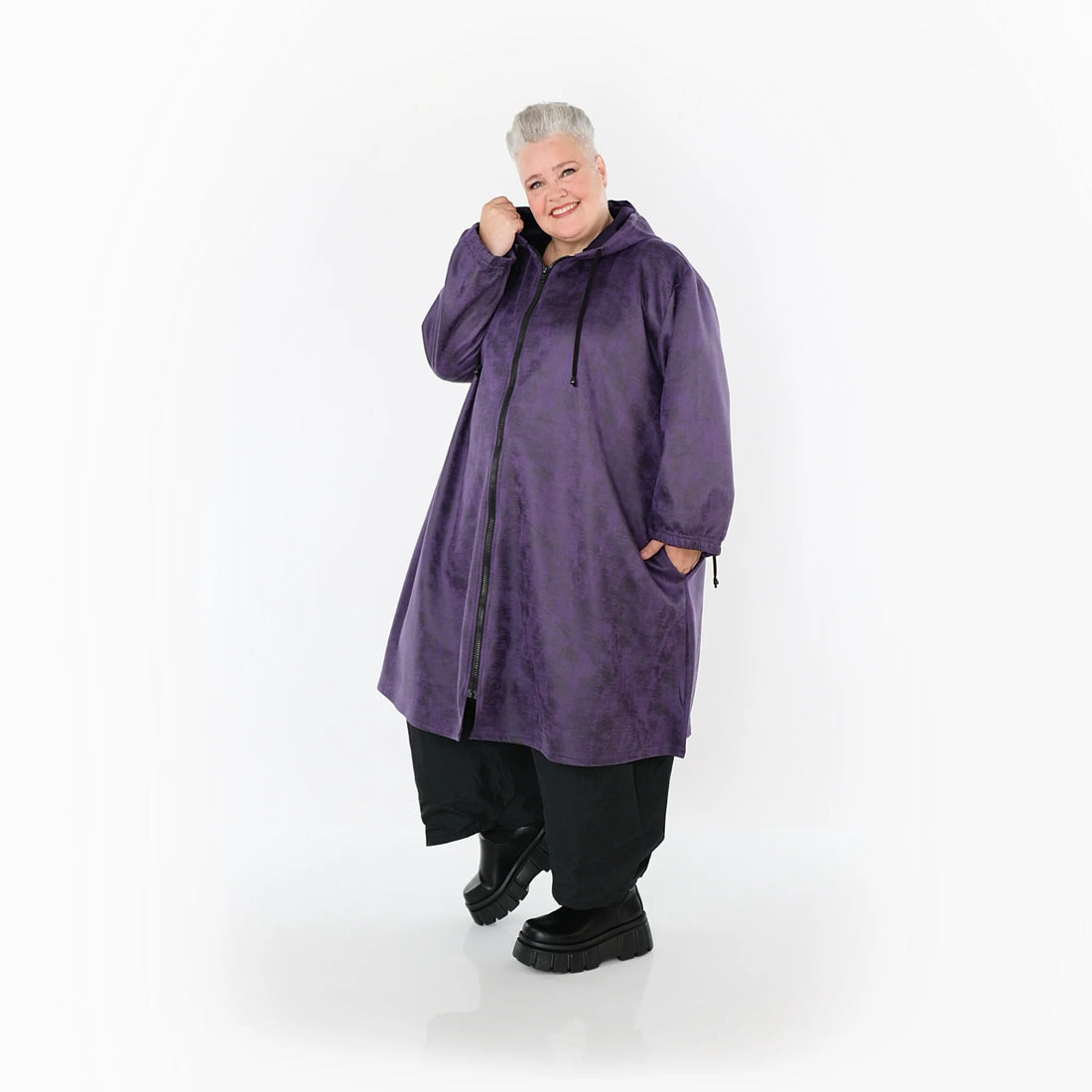  AKH Fashion Mantel in gerader Form, aus Polyester, 1520.07102, Violett, Ausgefallen