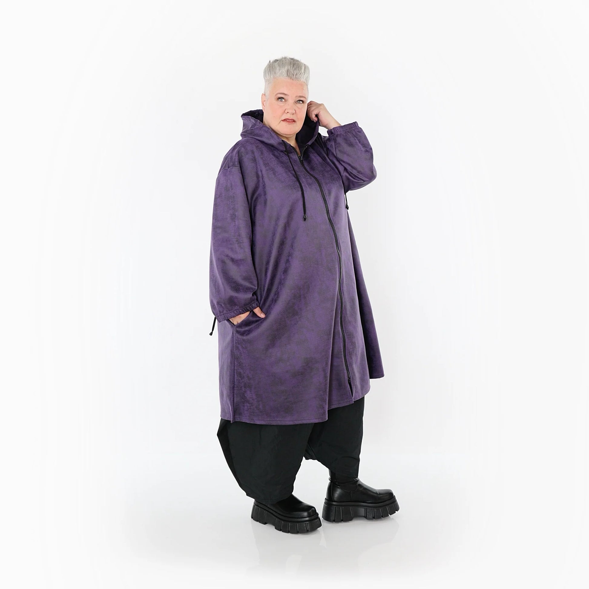  AKH Fashion Mantel in gerader Form, aus Polyester, 1520.07102, Violett, Ausgefallen