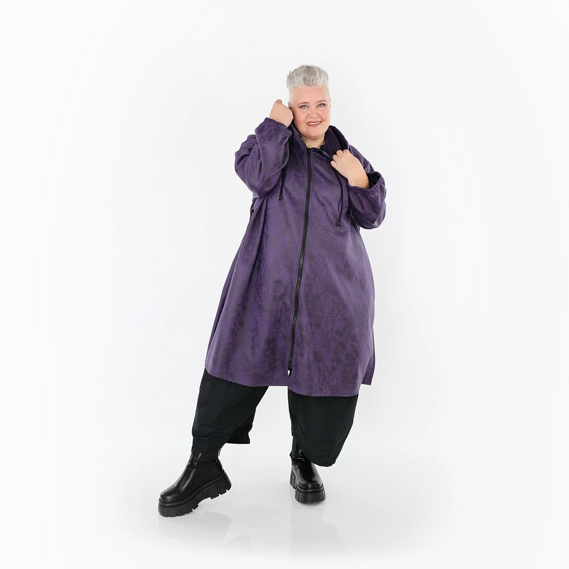  AKH Fashion Mantel in gerader Form, aus Polyester, 1520.07102, Violett, Ausgefallen