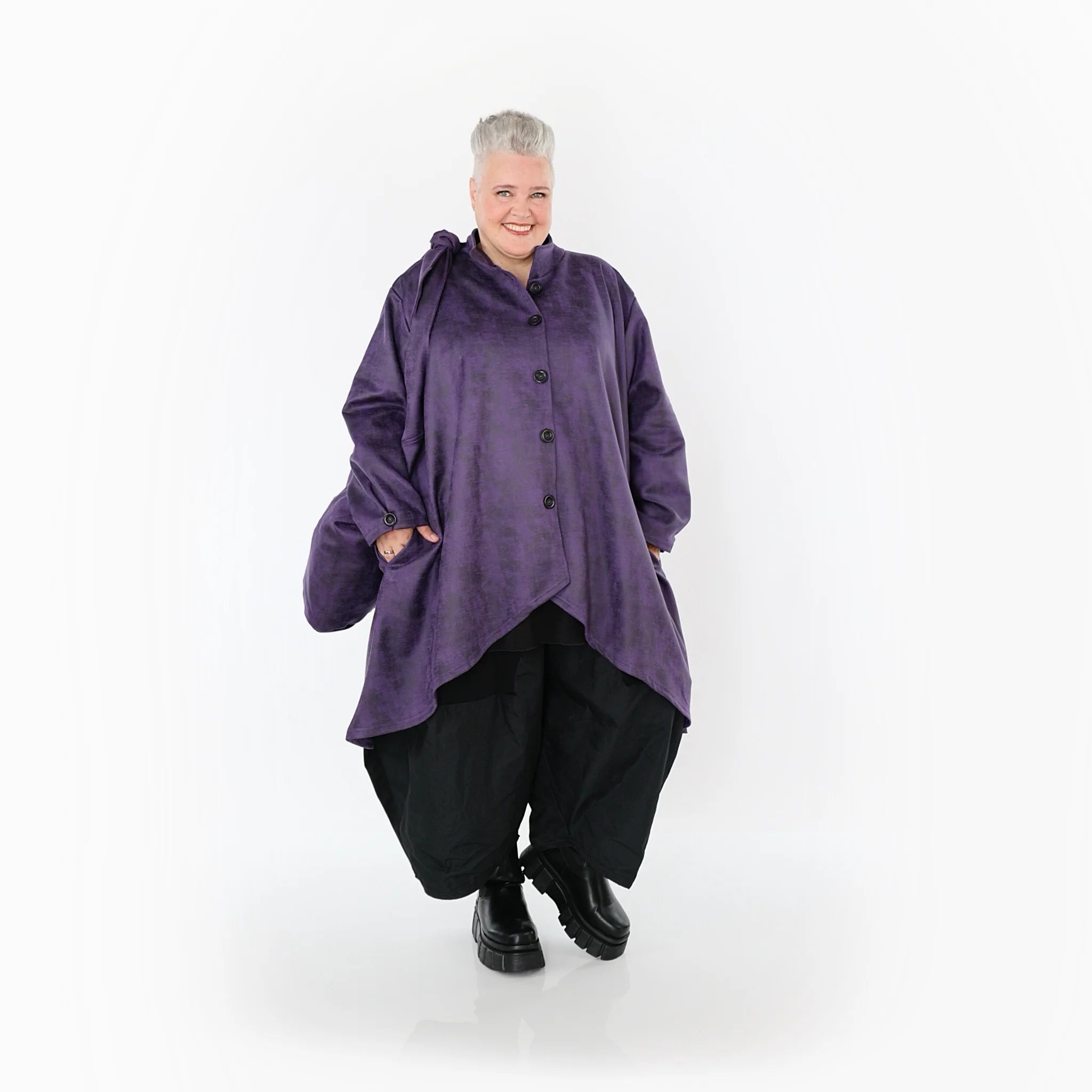 AKH Fashion Jacke in Vokuhila-Form, aus Polyester, 1520.07119, Violett, Ausgefallen