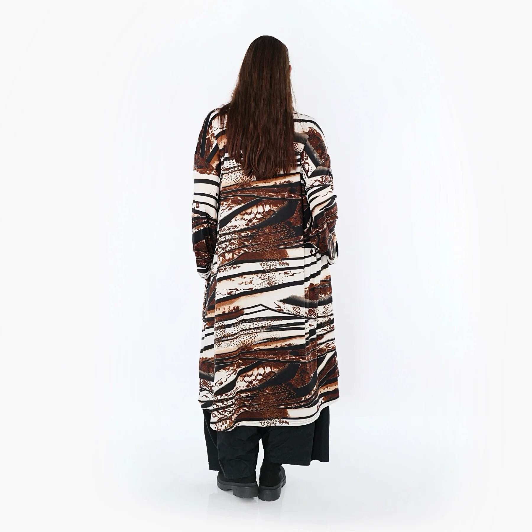  AKH Fashion Bluse in gerader Form, aus Materialmix, 1507131, Schwarz/Braun/Weiß, Reptil