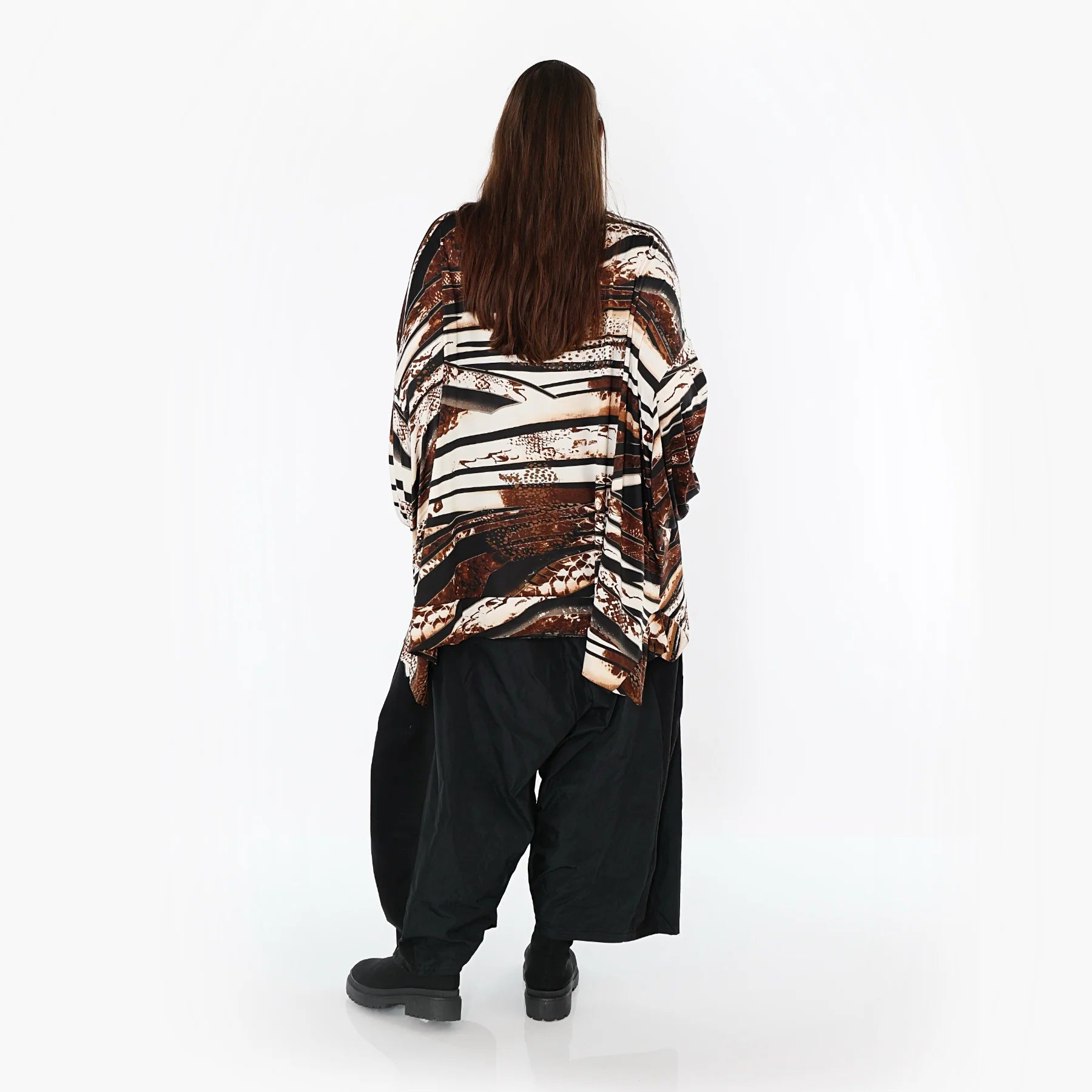  A-Form Bluse von AKH Fashion aus Materialmix, 1507132, Schwarz/Braun/Weiß, Reptil, Schick