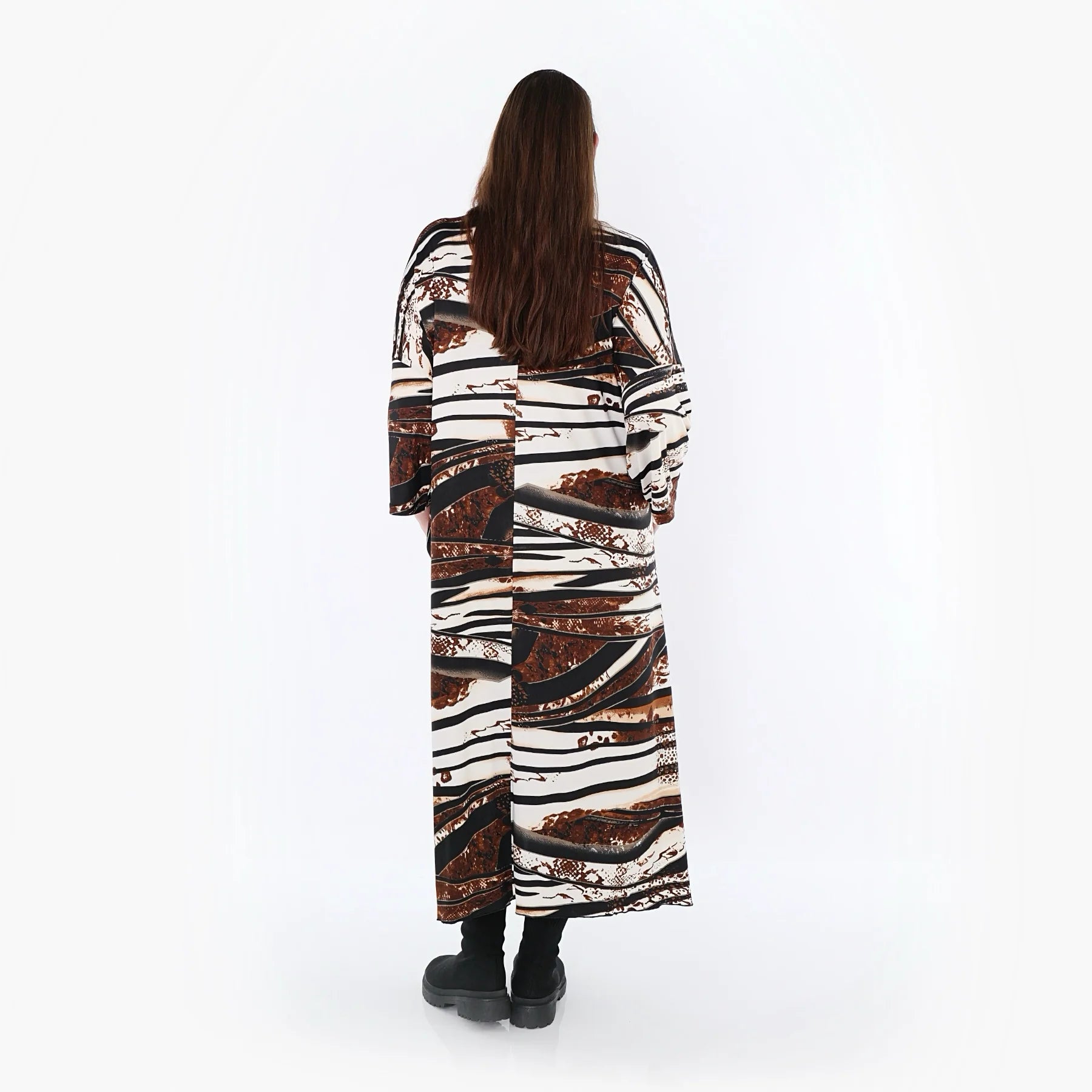  Kleid von AKH Fashion aus Materialmix, 1507134, Schwarz/Braun/Weiß, Reptil, Ausgefallen