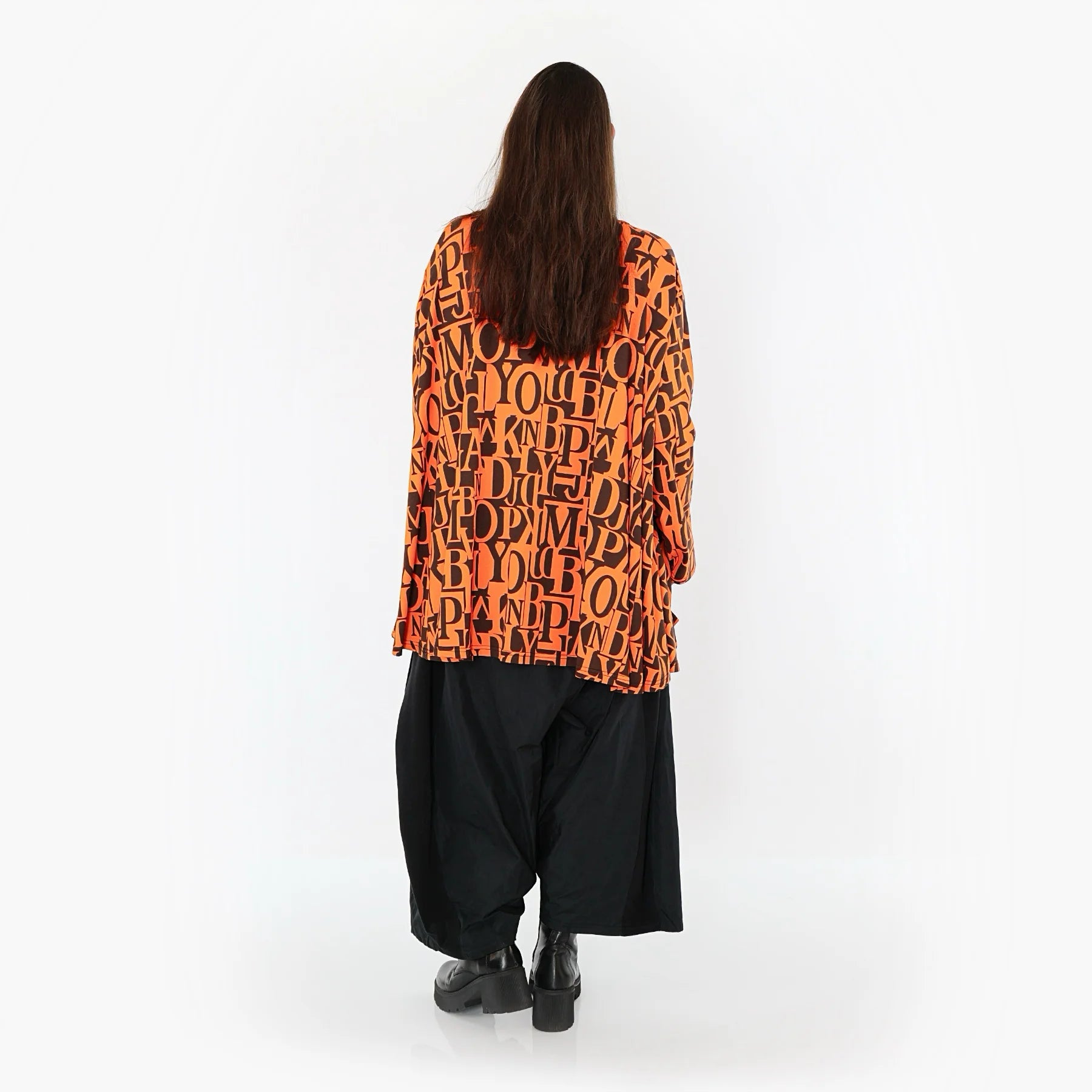  A-Form Bigshirt von AKH Fashion aus Viskose, 1500593, Orange/Braun, Buchstaben, Ausgefallen