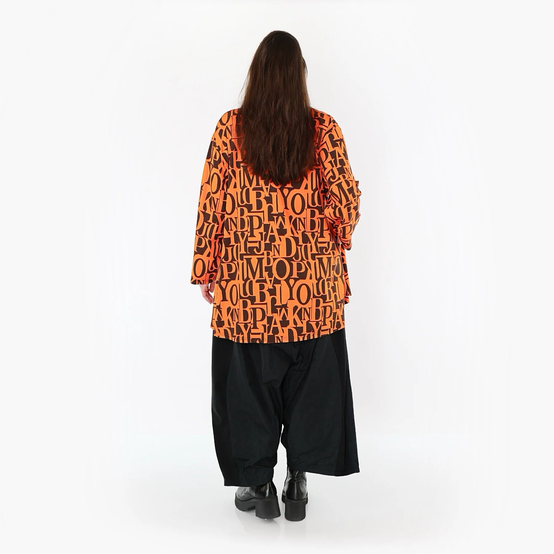  AKH Fashion Shirt in Glocken-Form, aus Viskose, 1501892, Orange/Braun, Buchstaben, Schick