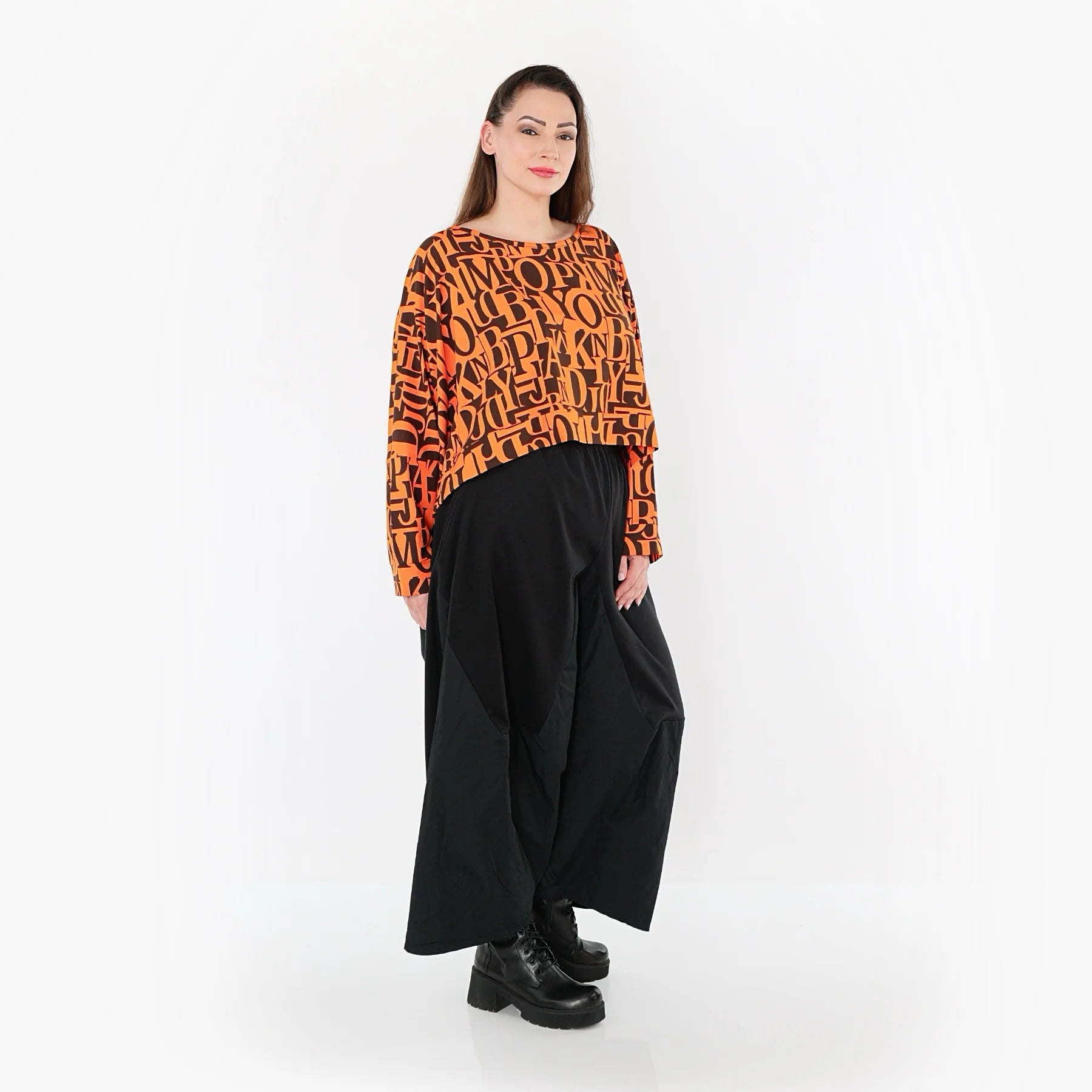  AKH Fashion Überwurf in kastiger Form, aus Viskose, 1507011, Orange/Braun, Buchstaben
