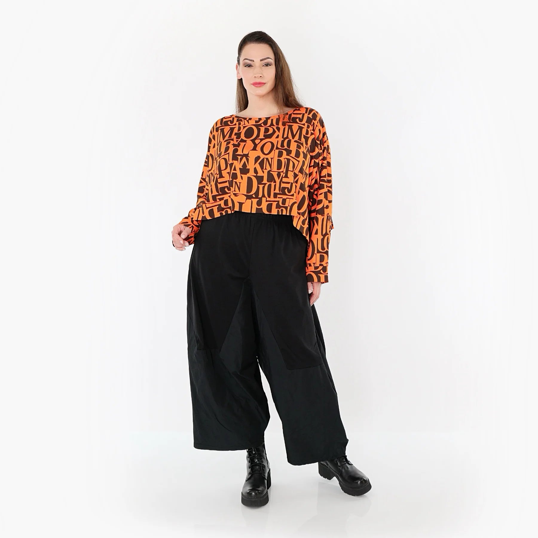  AKH Fashion Überwurf in kastiger Form, aus Viskose, 1507011, Orange/Braun, Buchstaben