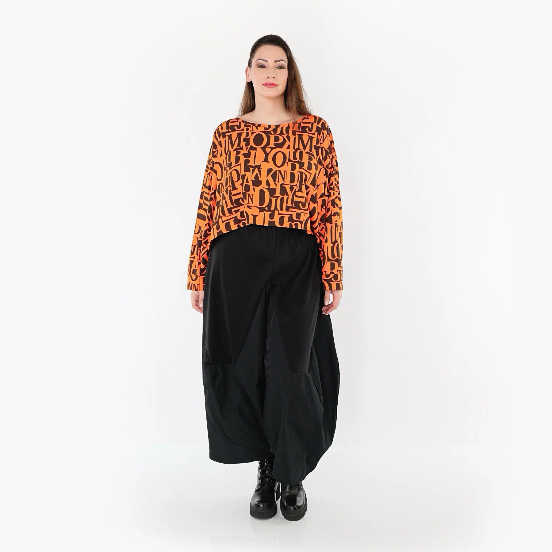  AKH Fashion Überwurf in kastiger Form, aus Viskose, 1507011, Orange/Braun, Buchstaben