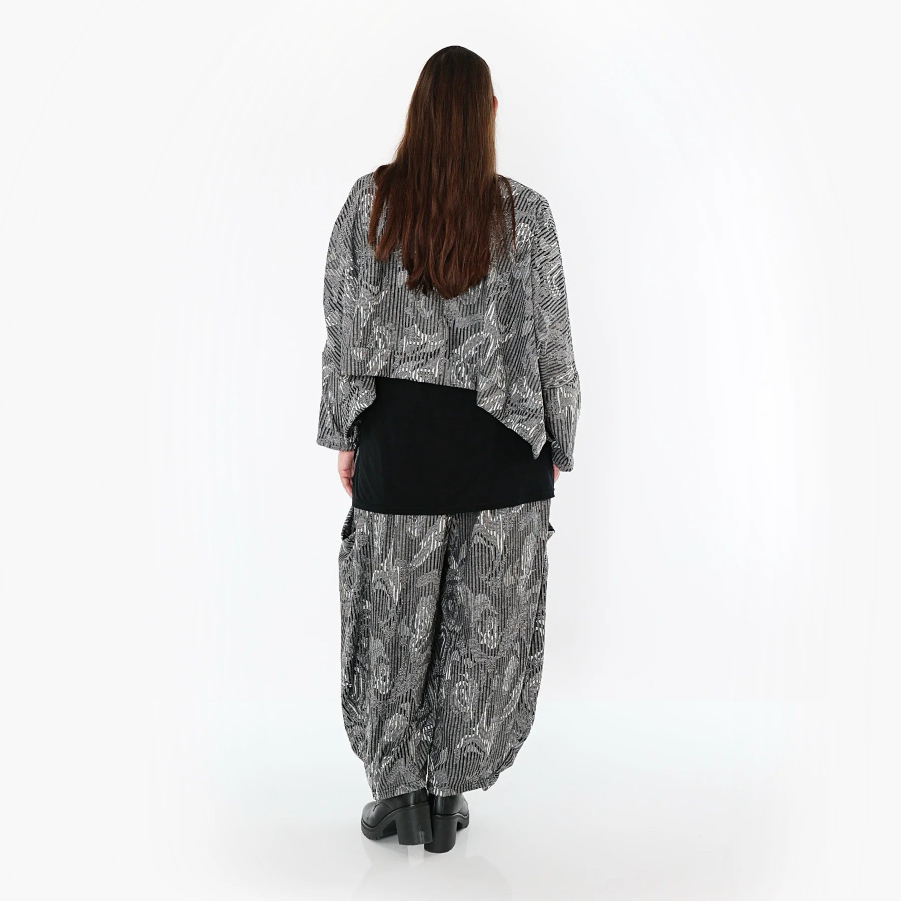  Ballonhose von AKH Fashion aus Materialmix, 1508069, Grau/Schwarz/Weiß, Vichy-Streifen