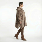  A-Form Jacke von AKH Fashion aus Polyester, 1528.02030, Braun/Ecru, Leopard, Ausgefallen