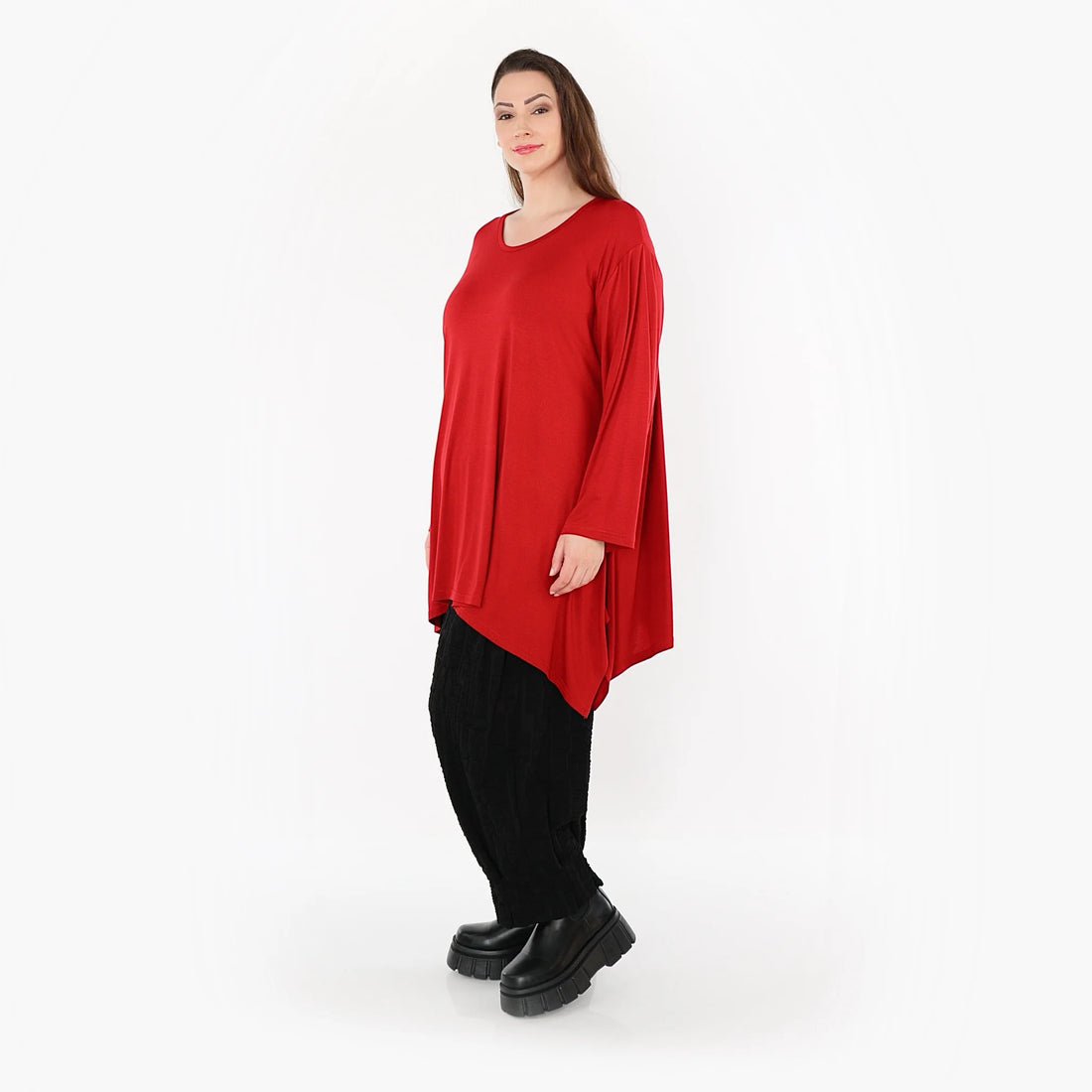  A-Form Bigshirt von AKH Fashion aus Viskose, 1531.01019, Dunkelrot, Ausgefallen, Zeitlos