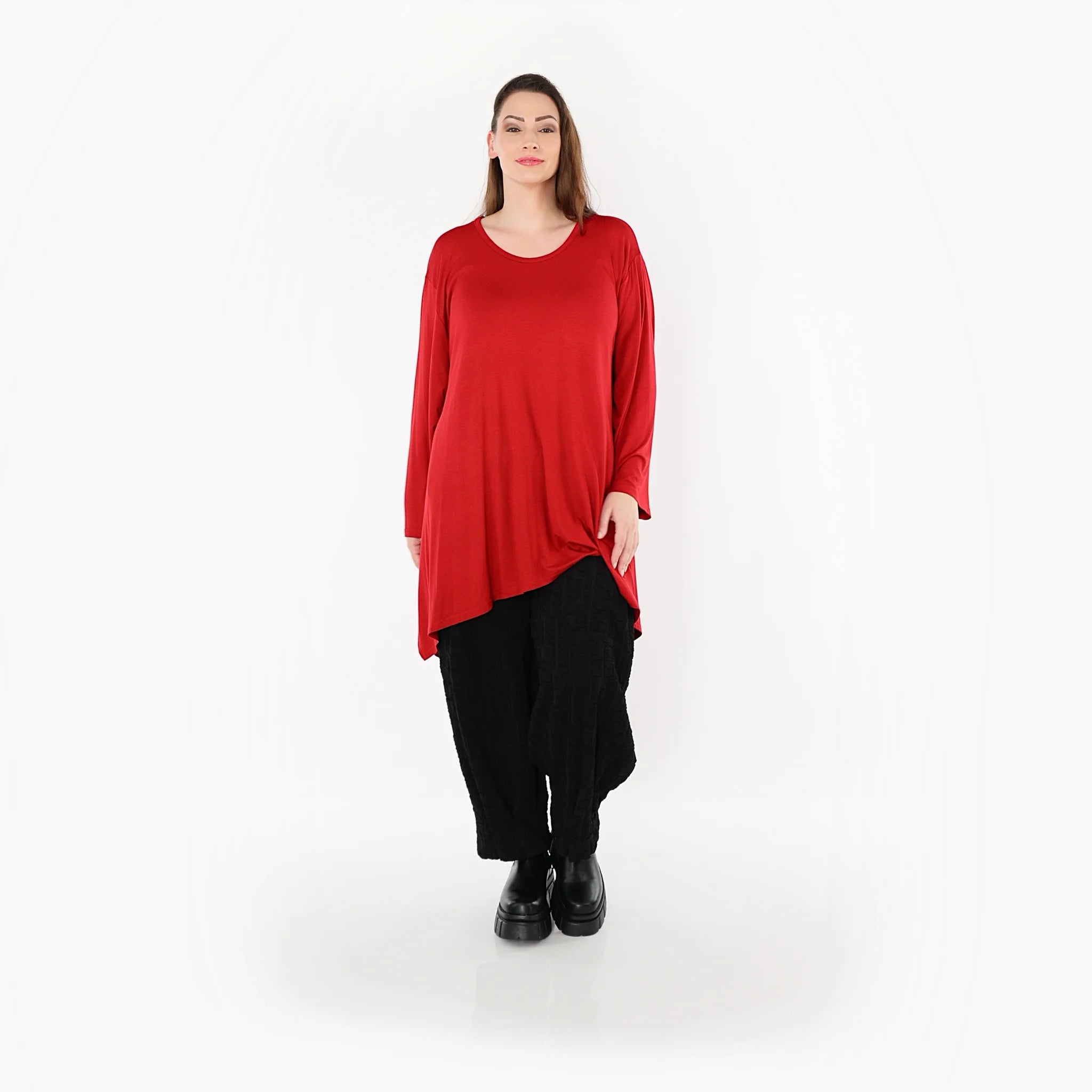  A-Form Bigshirt von AKH Fashion aus Viskose, 1531.01019, Dunkelrot, Ausgefallen, Zeitlos