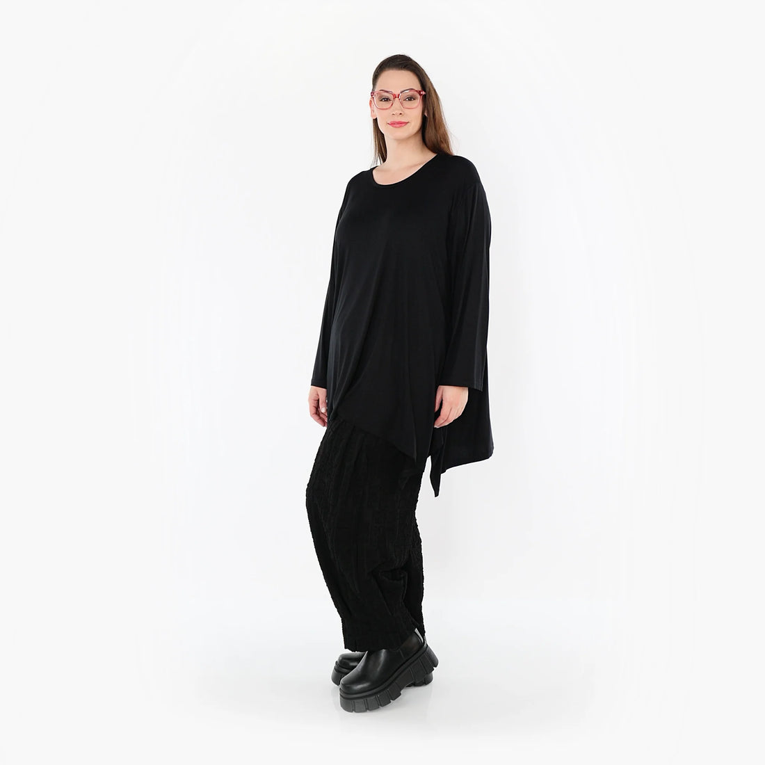  A-Form Bigshirt von AKH Fashion aus Viskose, 1531.01019, Schwarz, Ausgefallen, Zeitlos