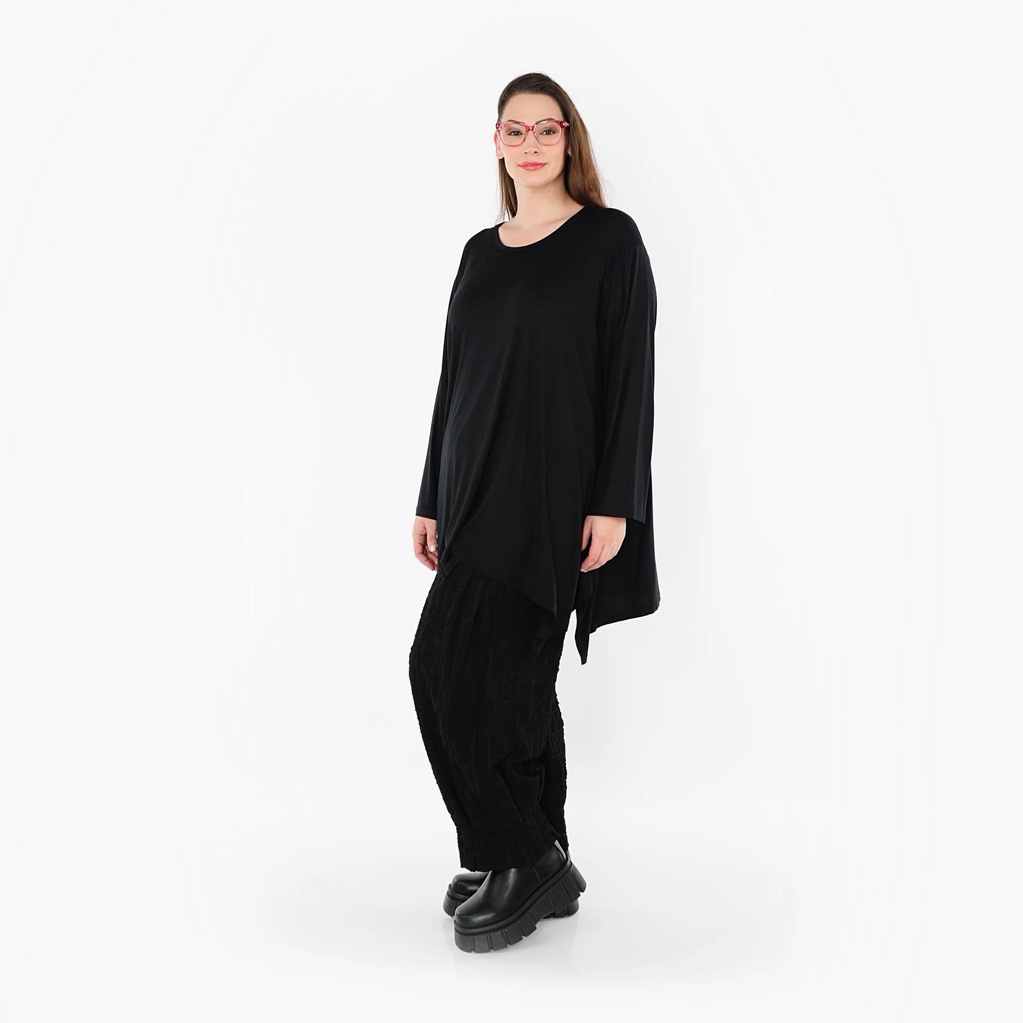 A-Form Bigshirt von AKH Fashion aus Viskose, 1531.01019, Schwarz, Ausgefallen, Zeitlos