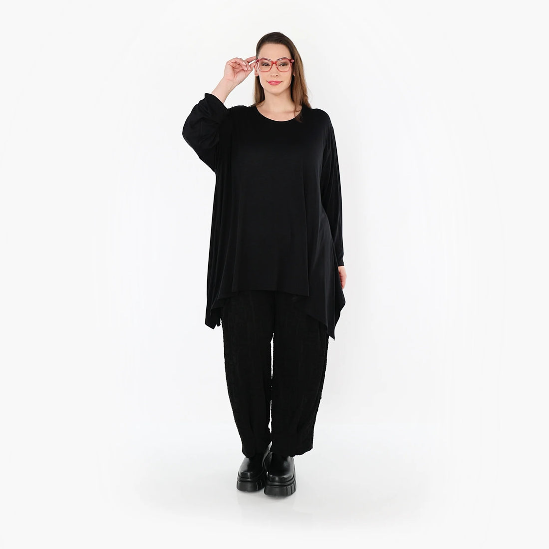  A-Form Bigshirt von AKH Fashion aus Viskose, 1531.01019, Schwarz, Ausgefallen, Zeitlos