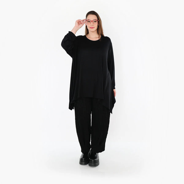 A-Form Bigshirt von AKH Fashion aus Viskose, 1531.01019, Schwarz, Ausgefallen, Zeitlos