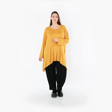  A-Form Bigshirt von AKH Fashion aus Viskose, 1531.01019, Senf, Ausgefallen, Zeitlos, Schick