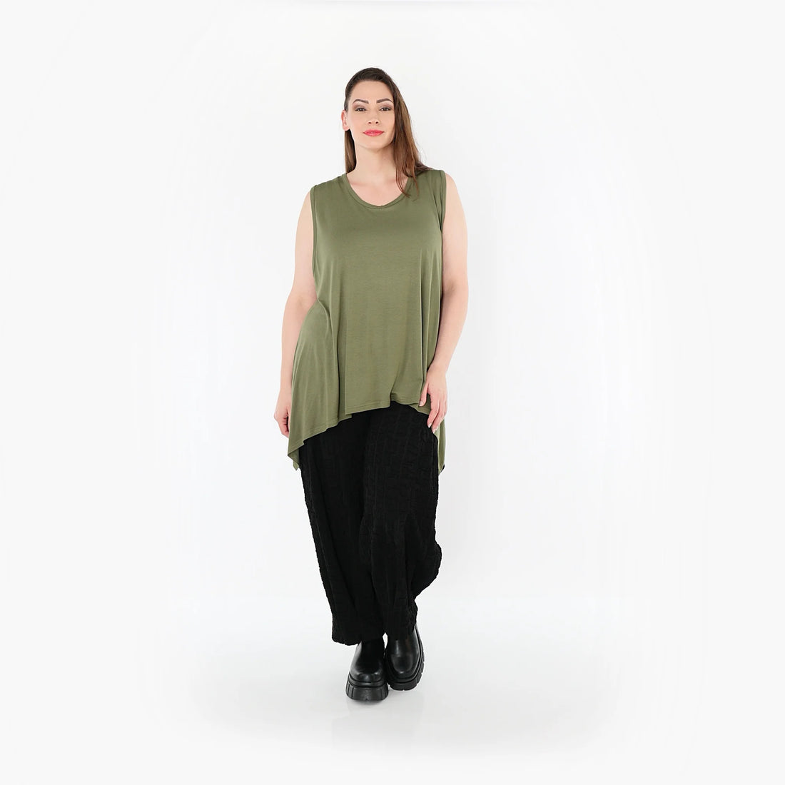  A-Form Top von AKH Fashion aus Viskose, 1531.03071, Olive, Ausgefallen, Zeitlos, Schick