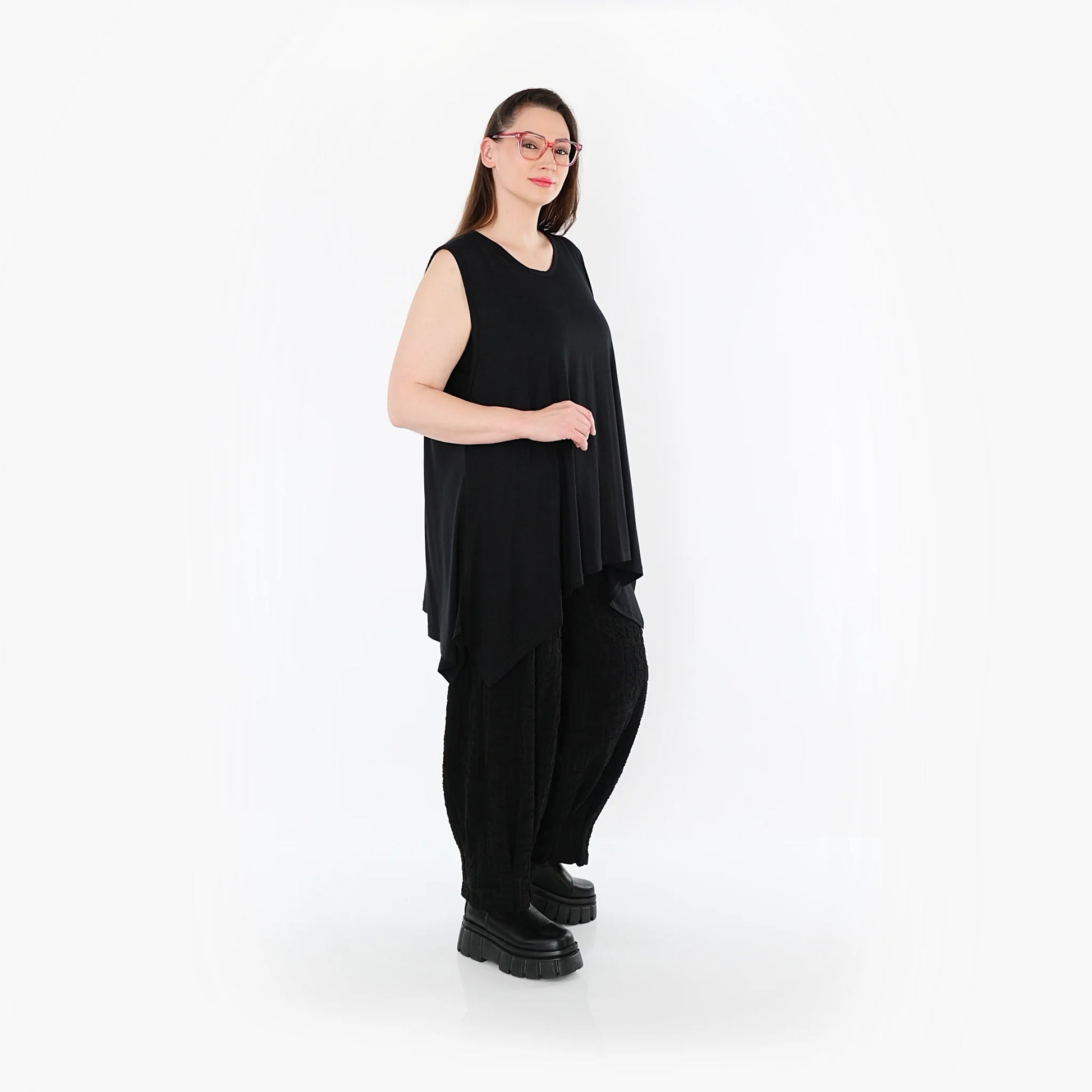  A-Form Top von AKH Fashion aus Viskose, 1531.03071, Schwarz, Ausgefallen, Zeitlos, Schick