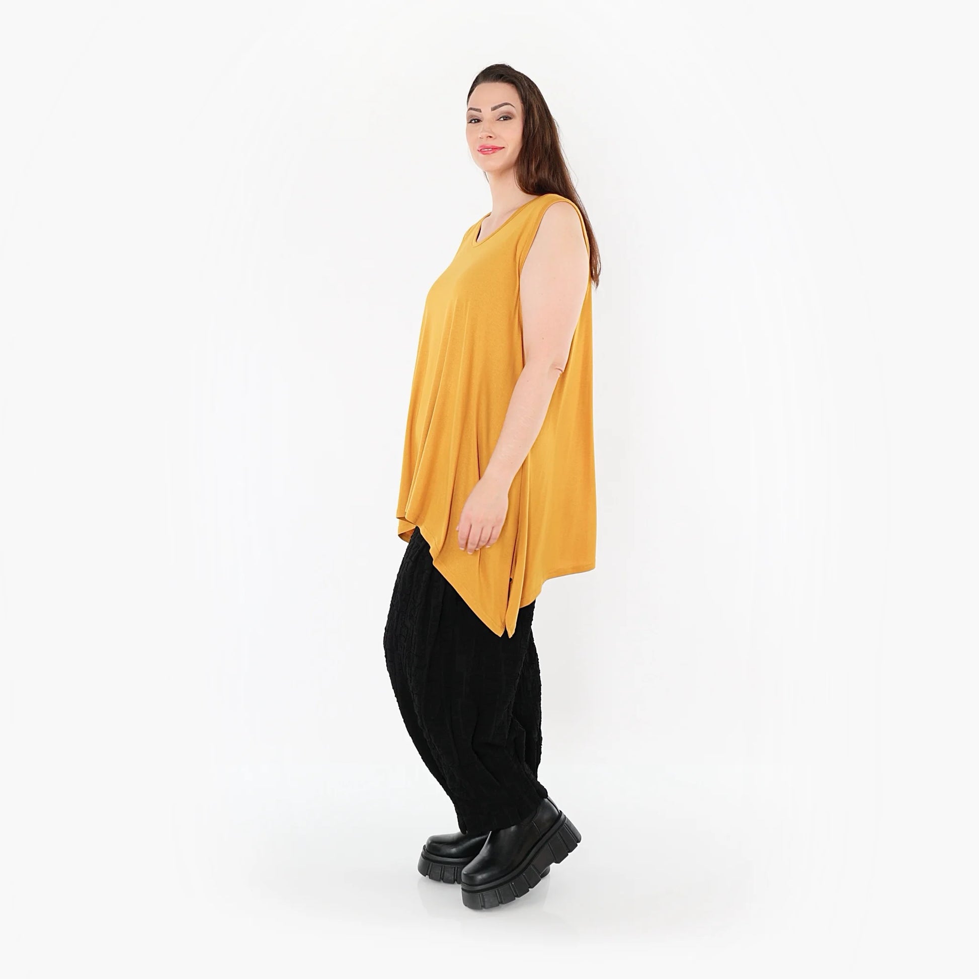  A-Form Top von AKH Fashion aus Viskose, 1531.03071, Senf, Ausgefallen, Zeitlos, Schick