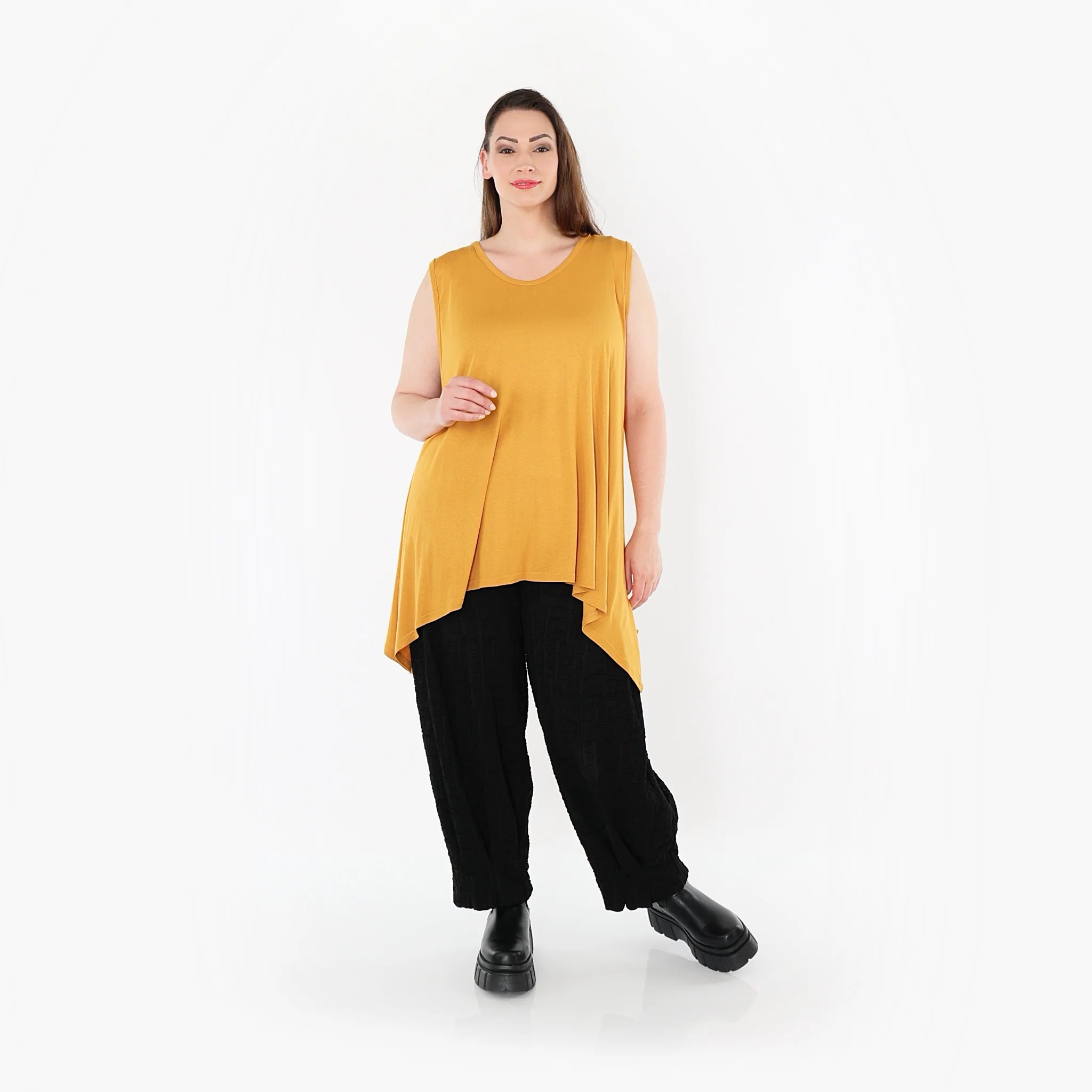  A-Form Top von AKH Fashion aus Viskose, 1531.03071, Senf, Ausgefallen, Zeitlos, Schick